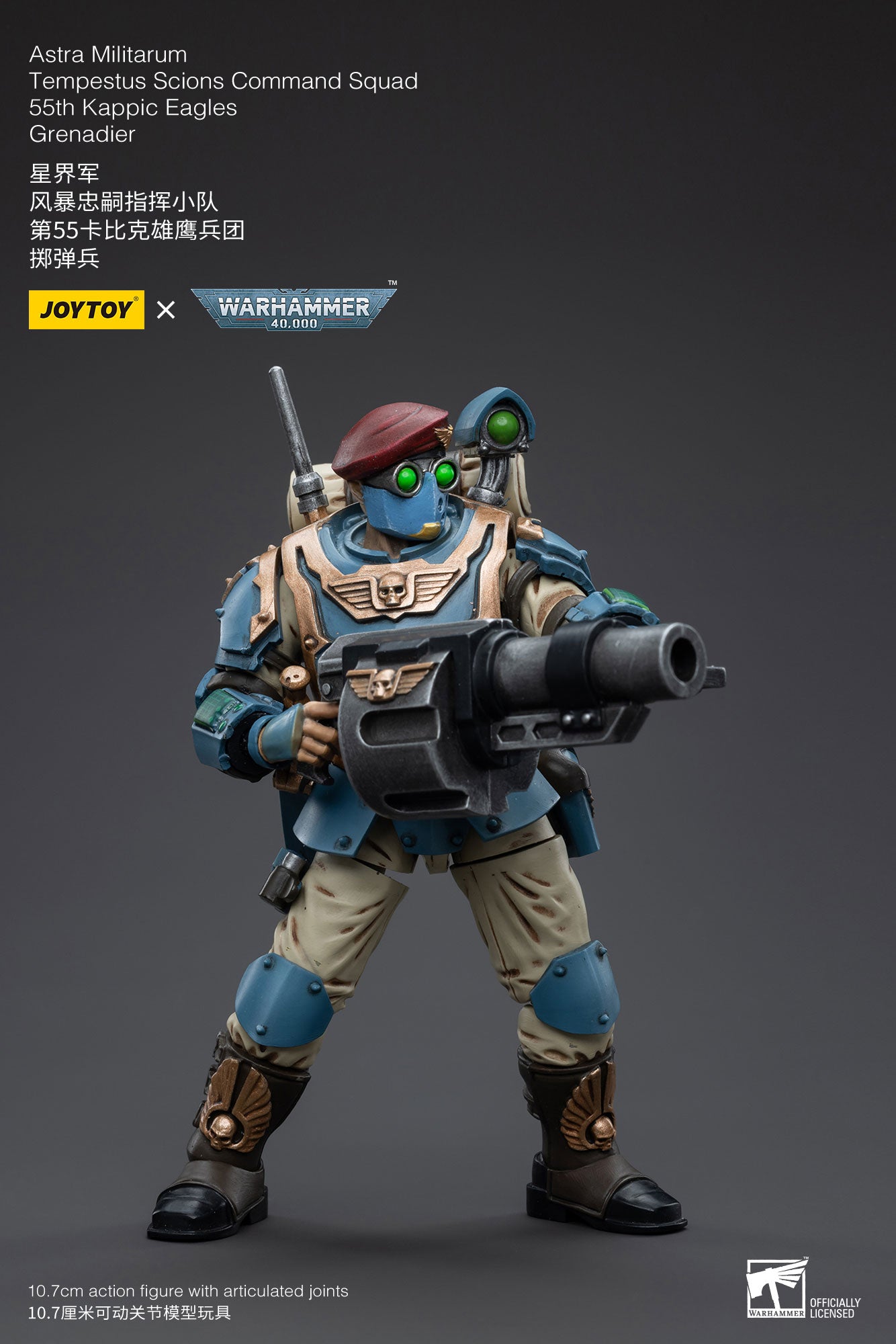 1/18 JOYTOY 3.75-inch Astra Militarum Tempestus Scions Command Squad Action Figure - 55th Kappic Eagles Grenadier - Collectible Military Model for Warhammer 40K Fans & Tabletop Gaming Scenes
