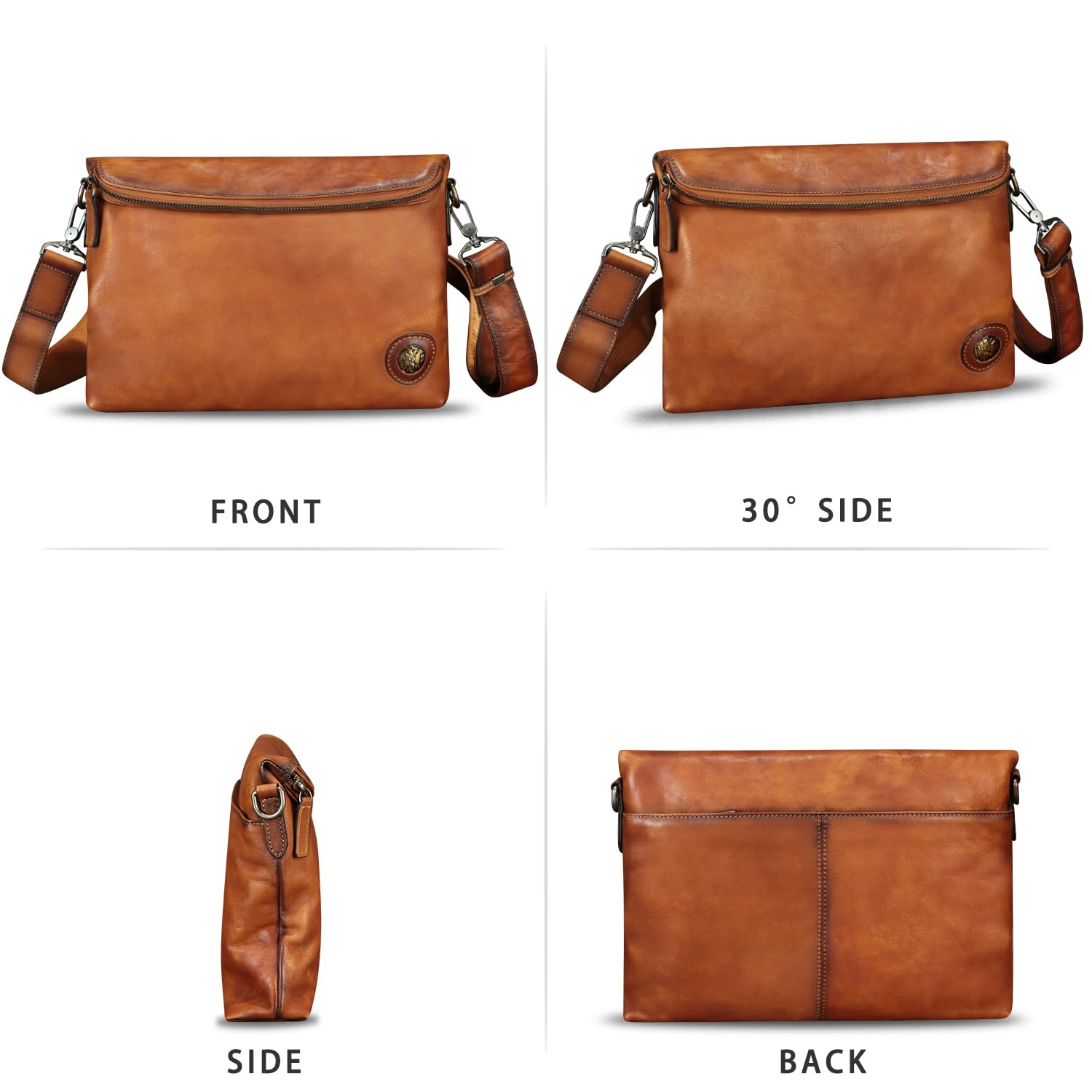 IVTG Genuine Leather Messenger Bag & Crossbody Purse for Men & Women - Stylish Shoulder Satchel with Adjustable Strap - Perfect for Work, Travel & Everyday Use