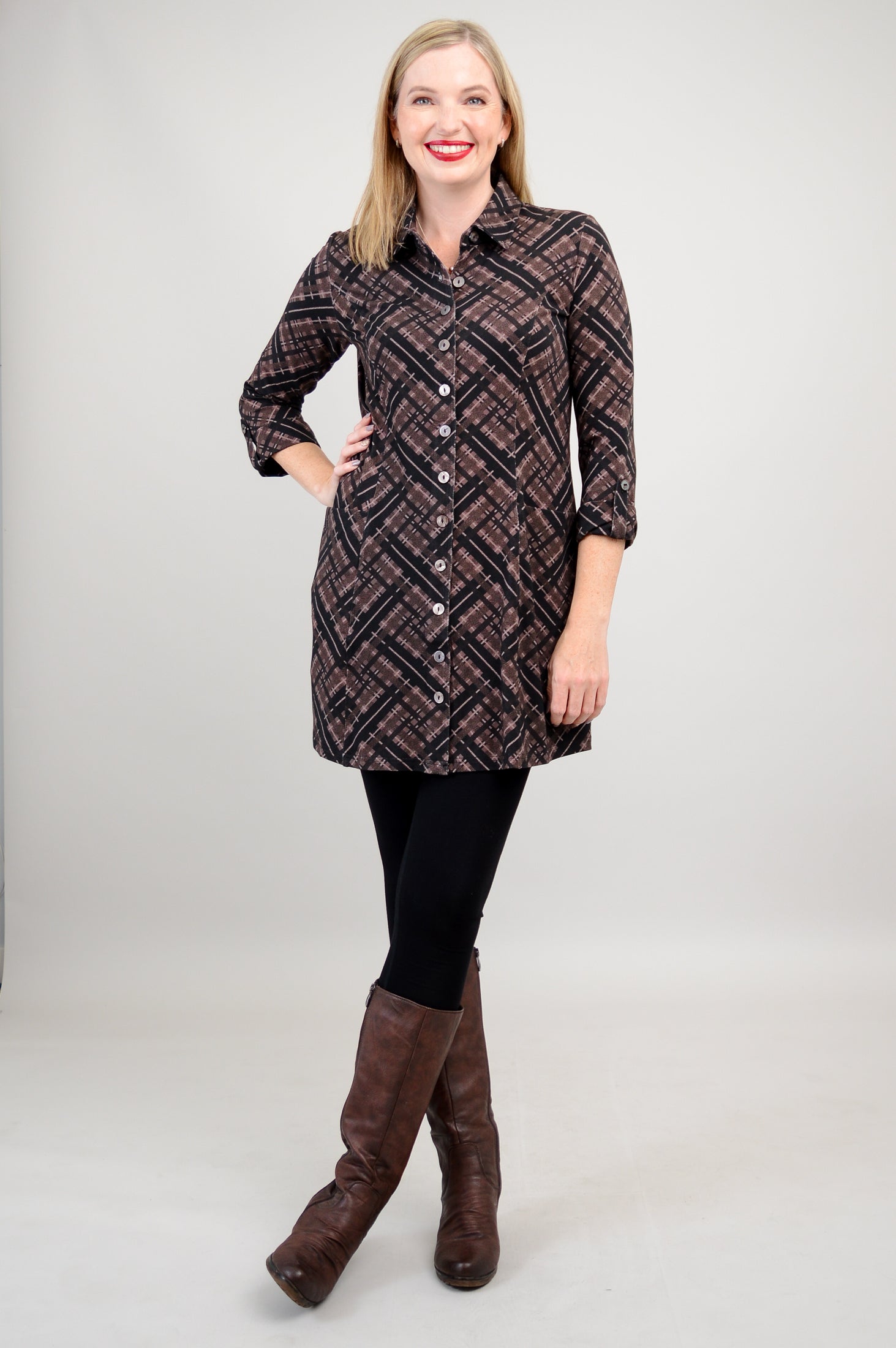 Charlie Tunic - Soft Bamboo Fabric Plaid Tops for Women | Final Sale | Perfect for Casual Wear, Office Outfits & Weekend Brunch