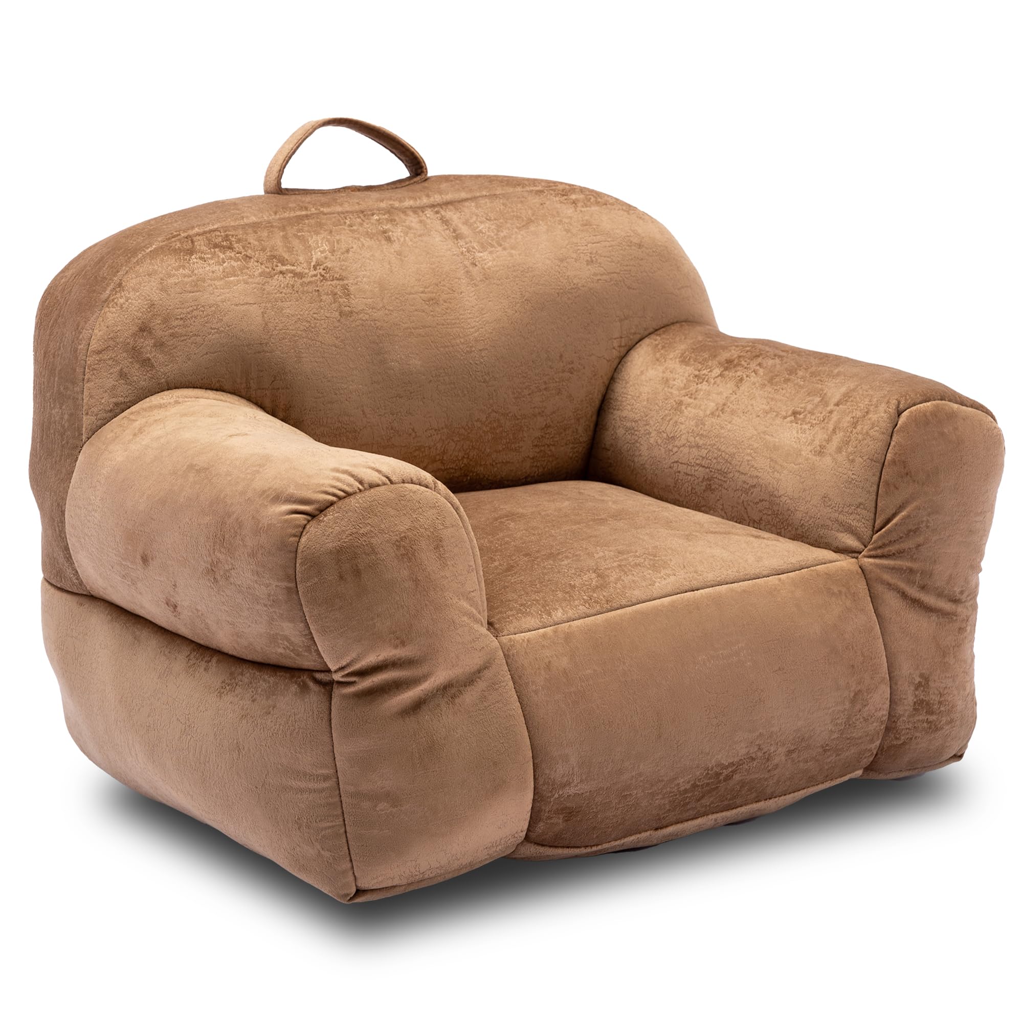 **Kids Velvet Bean Bag Chair - Memory Foam Filled Comfy Beanbag for Boys & Girls, No Assembly Required - Perfect for Reading, Gaming & Relaxing in Bedroom or Living Room (Brown)**