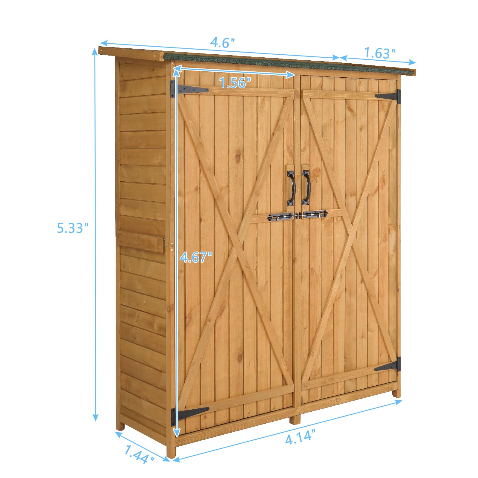 Outdoor Wooden Garden Shed Storage Cabinet - Weatherproof Vertical Tool Organizer with Double Lockable Doors for Yard, Patio & Backyard | Perfect for Storing Lawn Mowers, Gardening Tools & Outdoor Equipment