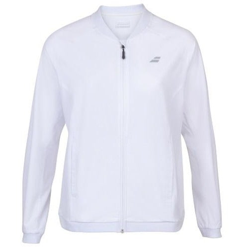 Babolat Women's Play Jacket - Lightweight Tennis Windbreaker with Zip Front & Side Pockets (White) - Perfect for Outdoor Sports, Casual Wear & Gym Activities