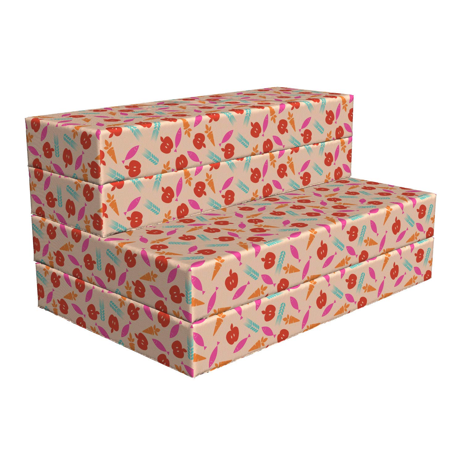 Ambesonne Food Themed Foldable Mattress - Fresh Kitchen Apple Carrot Print, 74.8
