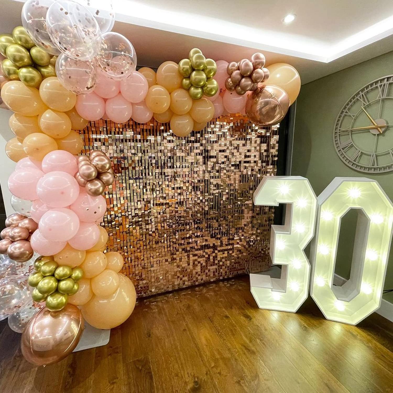 24PCS Rose Gold Sequin Backdrop Panels - COKAOBE Shimmer Wall Decoration for Birthday, Wedding, Anniversary & Engagement Photos | Elegant Party Decor & Event Background