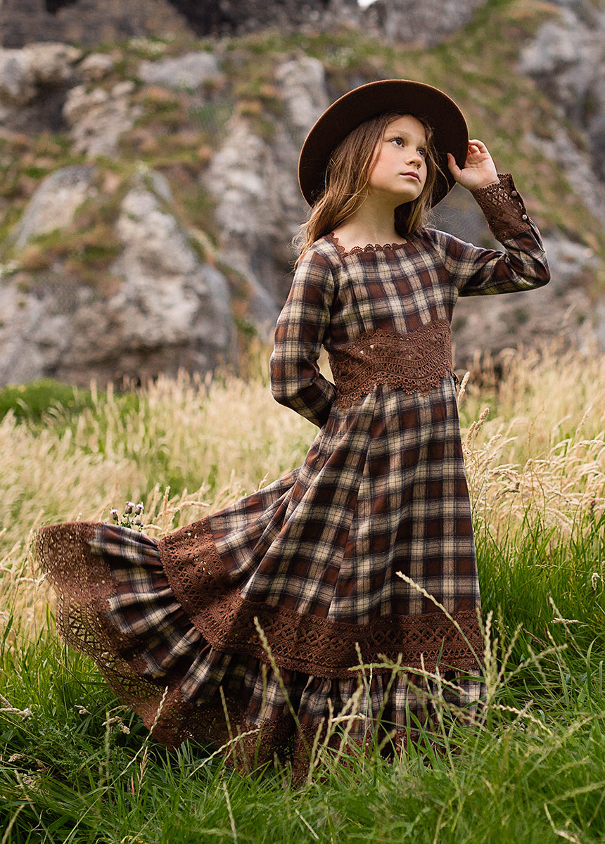 Rosi Dress in Cinnamon Tartan - Stylish Plaid Women's Dress for Fall & Winter | Perfect for Office, Date Night & Holiday Parties