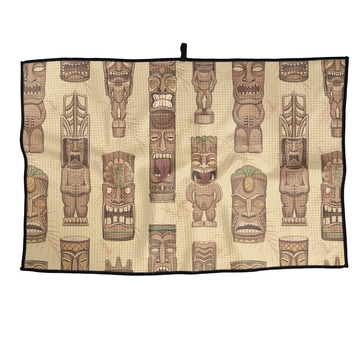 Hawaii Tiki Mask Microfiber Golf Towel for Men & Women - Waffle Pattern Quick Dry Sports Towel for Gym, Yoga, Workout, Travel & Outdoor Activities