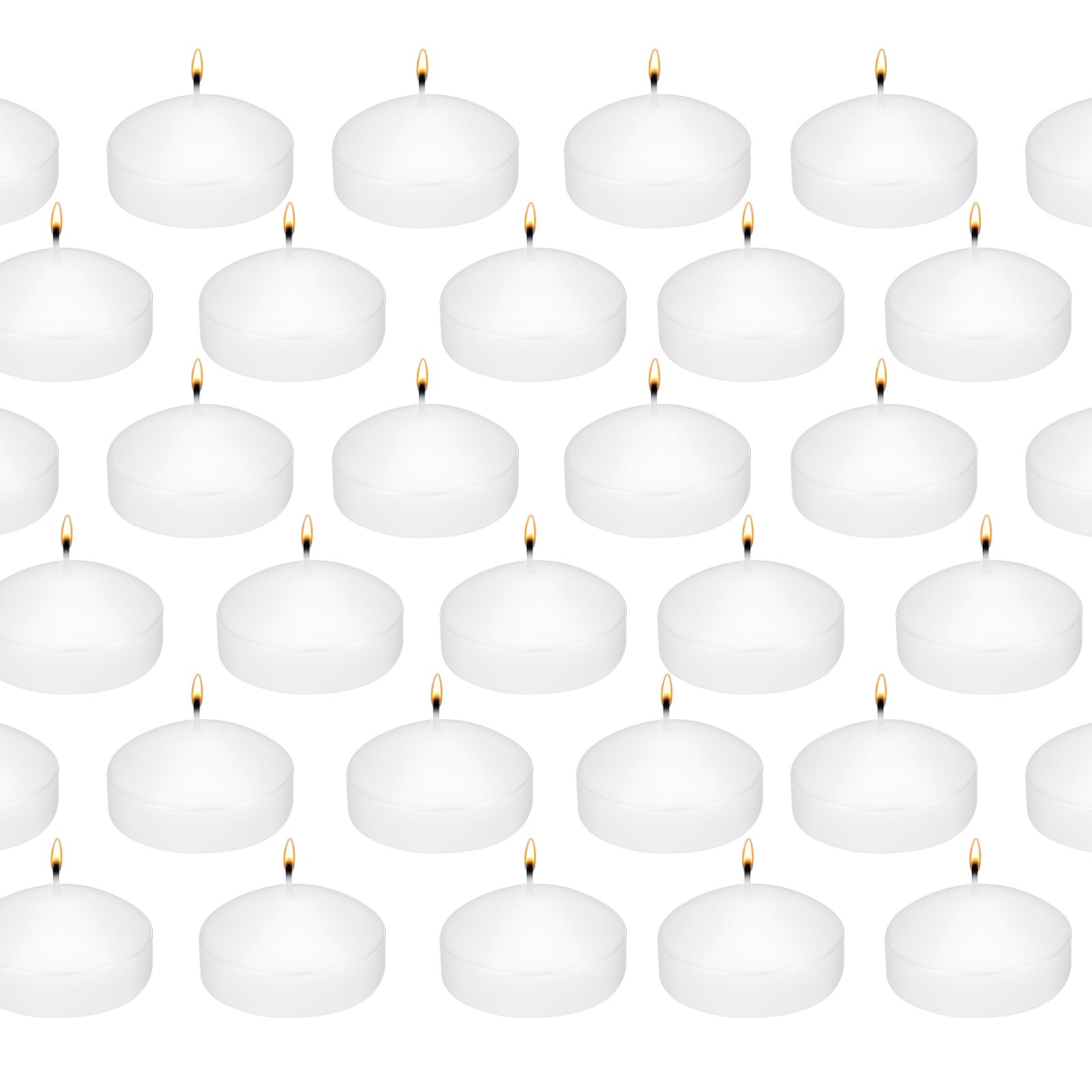 36 Pack Floating Candles - 2 Inch Long Lasting Small Unscented White Candles for Wedding Centerpieces, Birthday Party, Holiday Decor & Home Decoration - Perfect for Pool, Vase & Tabletop Displays