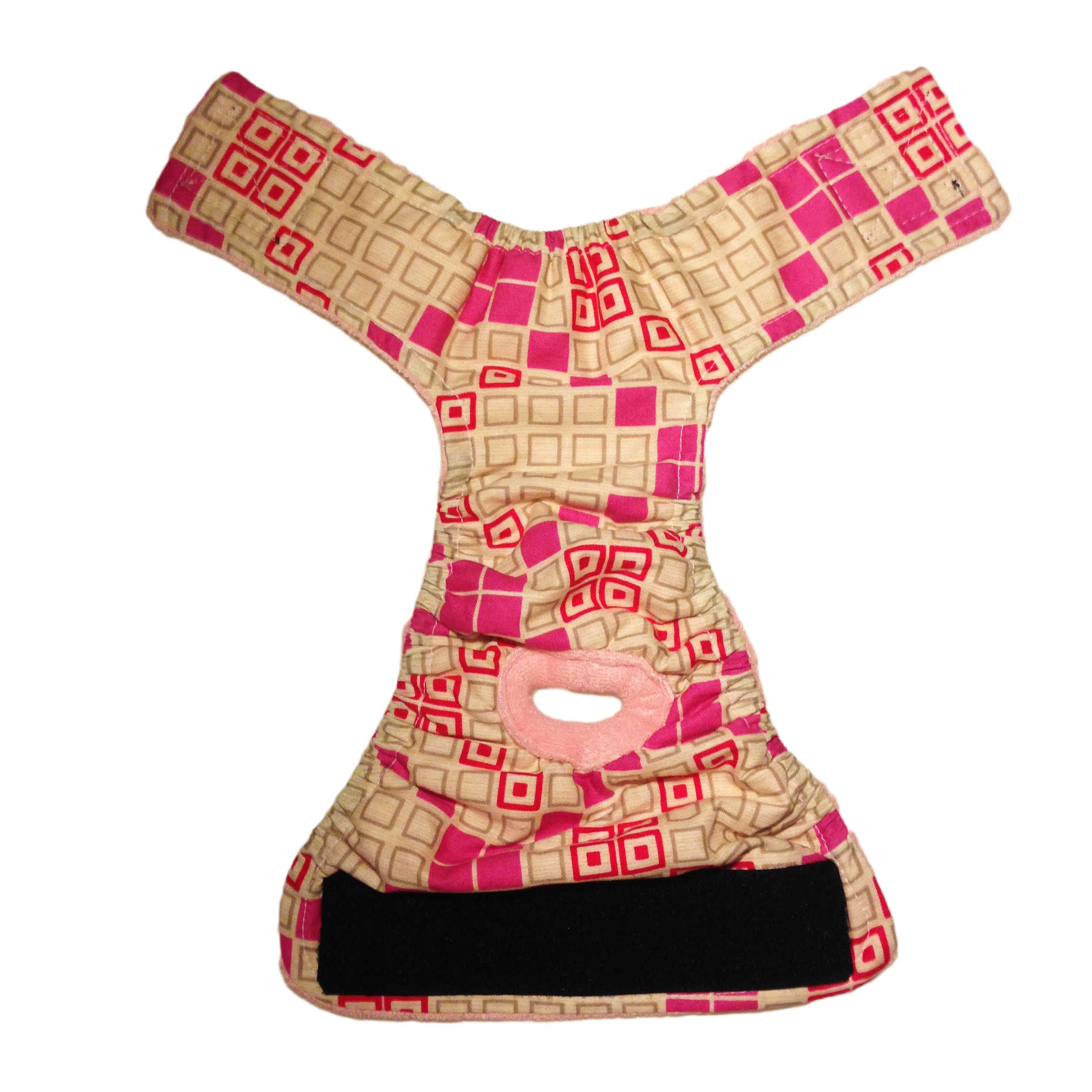 Premium Waterproof Cat Diapers for Incontinence, Spraying & Piddling - Made in USA - Soft Pink Square Windows Design - Perfect for Elderly, Post-Surgery & Special Needs Cats at Home or Travel