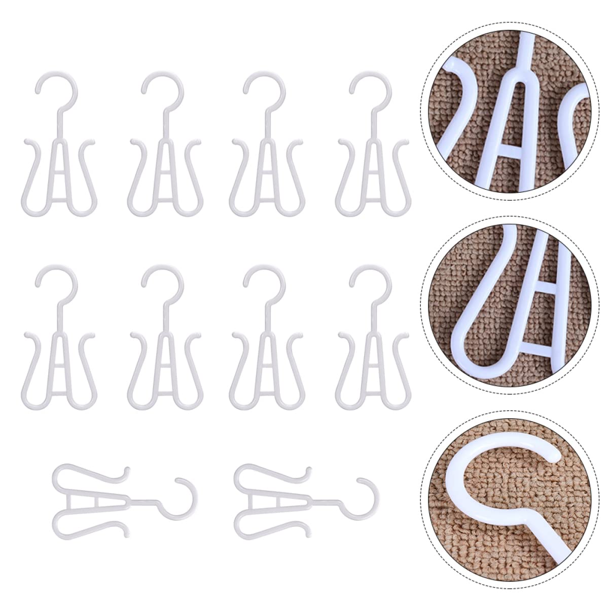 CLISPEED 10-Pack White Plastic Shoe Hangers - Double Hook Shoe Rack Organizer for Drying & Storage - Space-Saving Hanging Shoe Rack for Sneakers, Slippers & Boots - Perfect for Closet, Bathroom & Laundry Room Organization