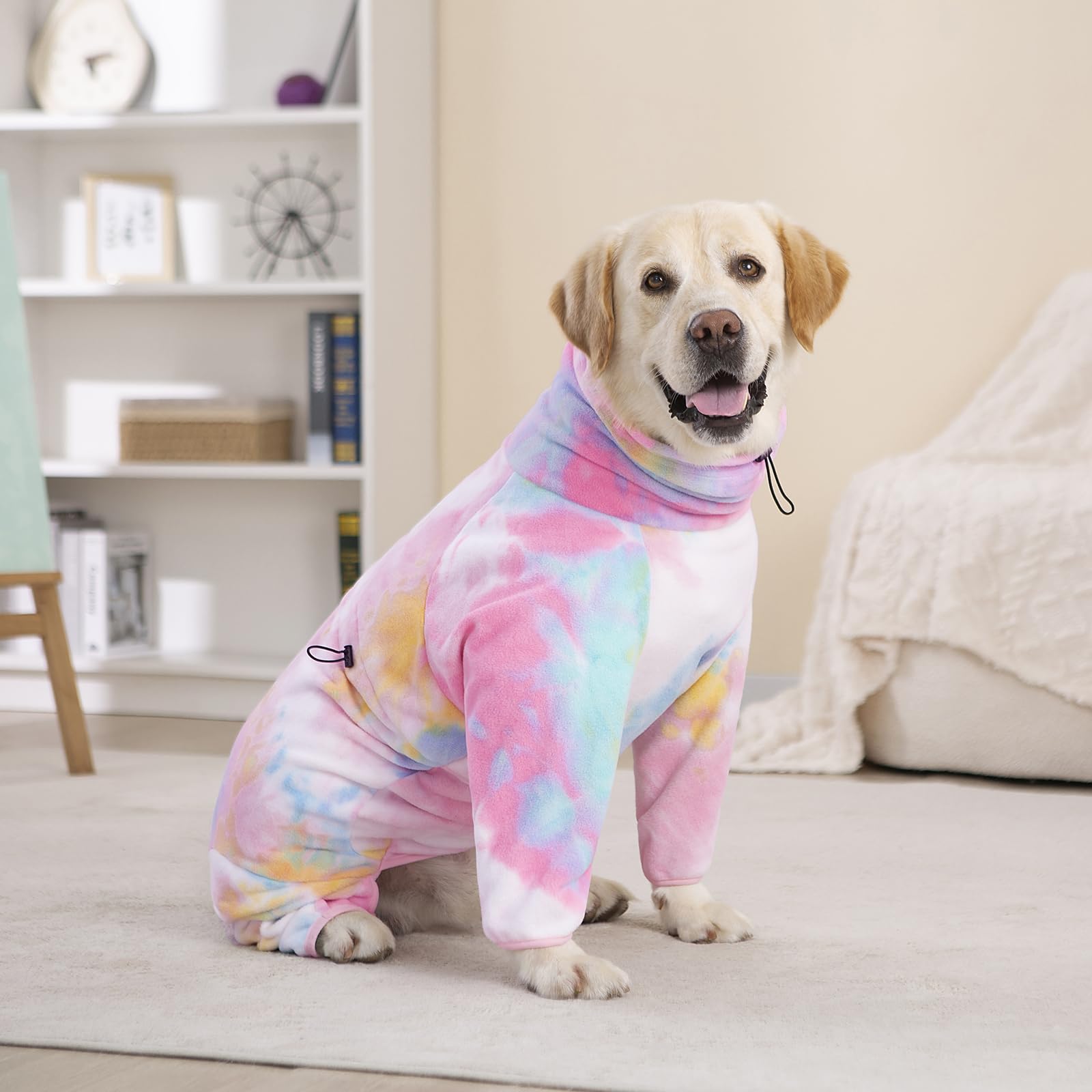 **Warm Fleece Dog Winter Coat for Large & Medium Dogs - High Collar Windproof Full Body Snowsuit, Soft & Comfortable Dog Sweater (Pink Blue, 5X-Large) - Perfect for Cold Weather, Snowy Walks & Outdoor Adventures**
