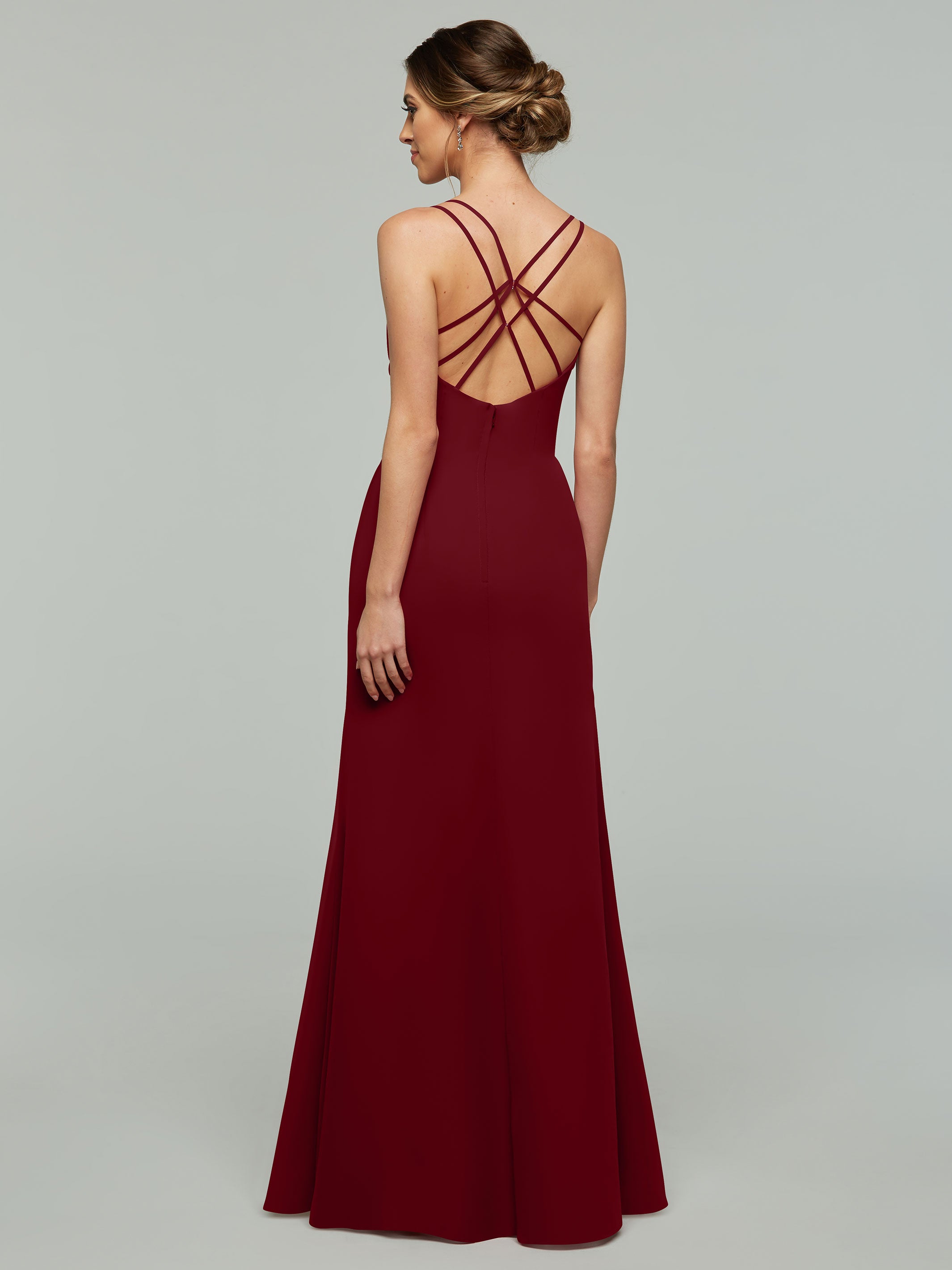 Elegant 80130 Chiffon Sheath Bridesmaid Dress with V-Neck & High Slit - Perfect for Weddings, Formal Events & Evening Parties