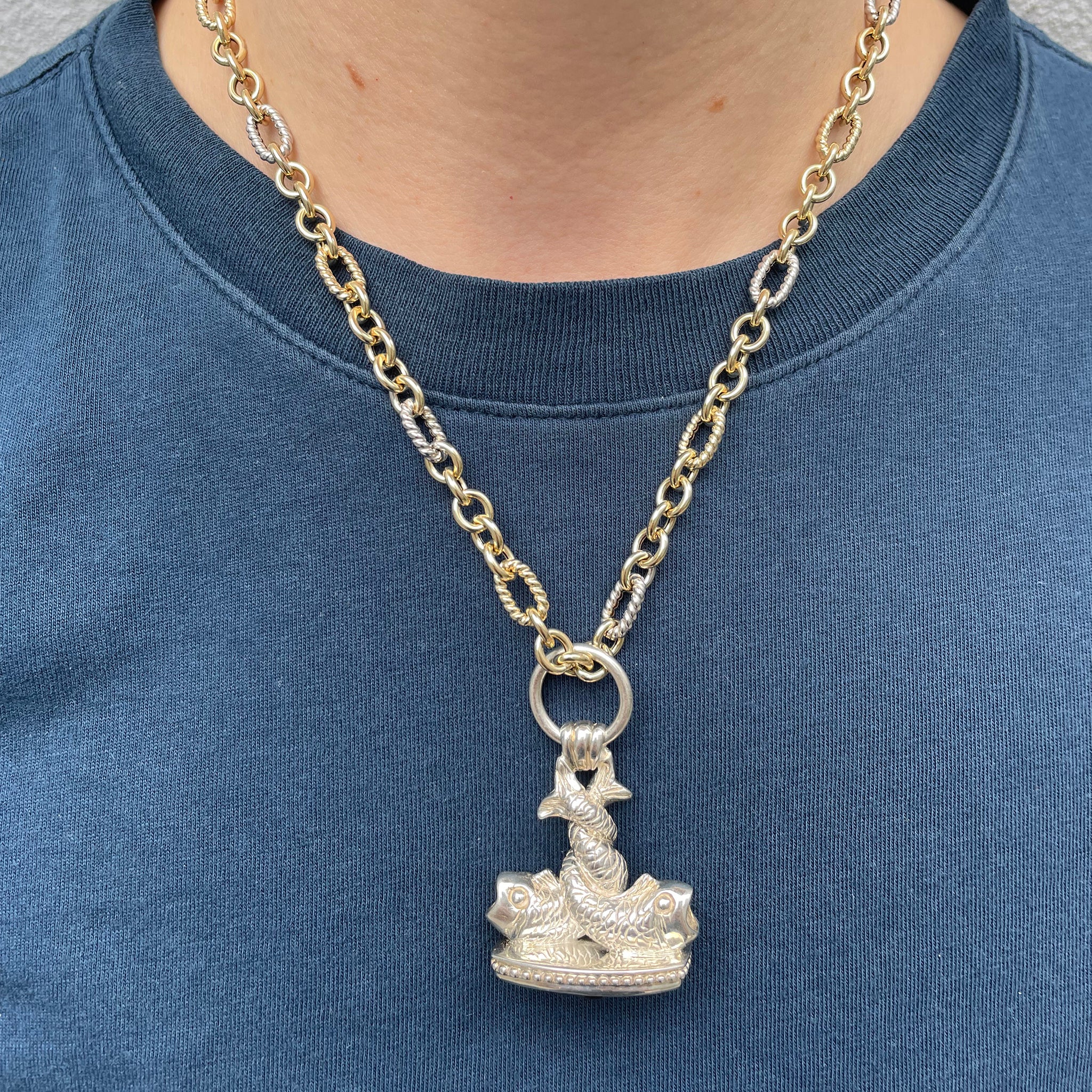 Authentic Sterling Silver Pisces Zodiac Fob with Mother of Pearl - Perfect for Necklaces, Keychains & Gifts - Ideal for Astrology Lovers & Jewelry Collectors