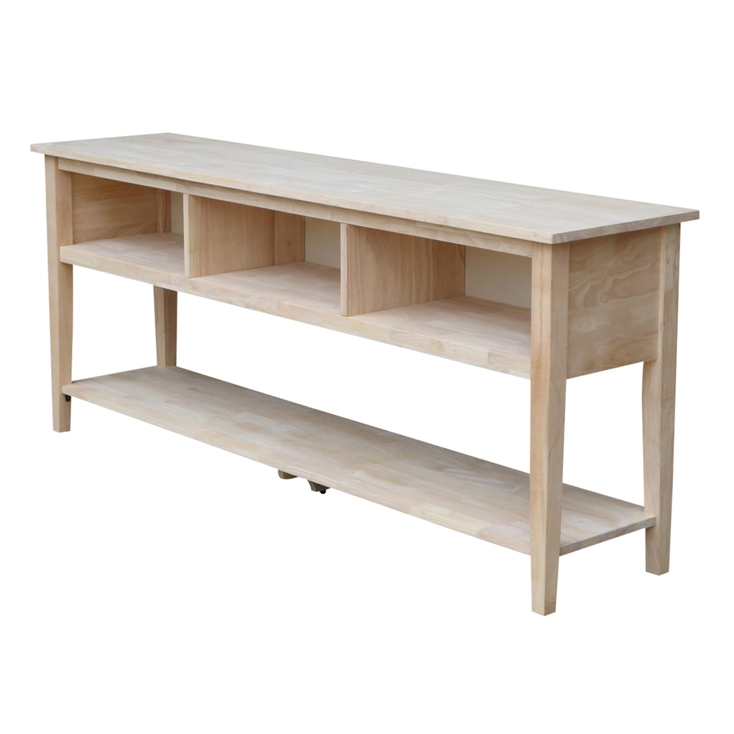 72-Inch Unfinished TV Stand for Living Room & Entertainment Center - International Concepts Solid Wood Media Console for TV, Gaming & Home Theater Setup