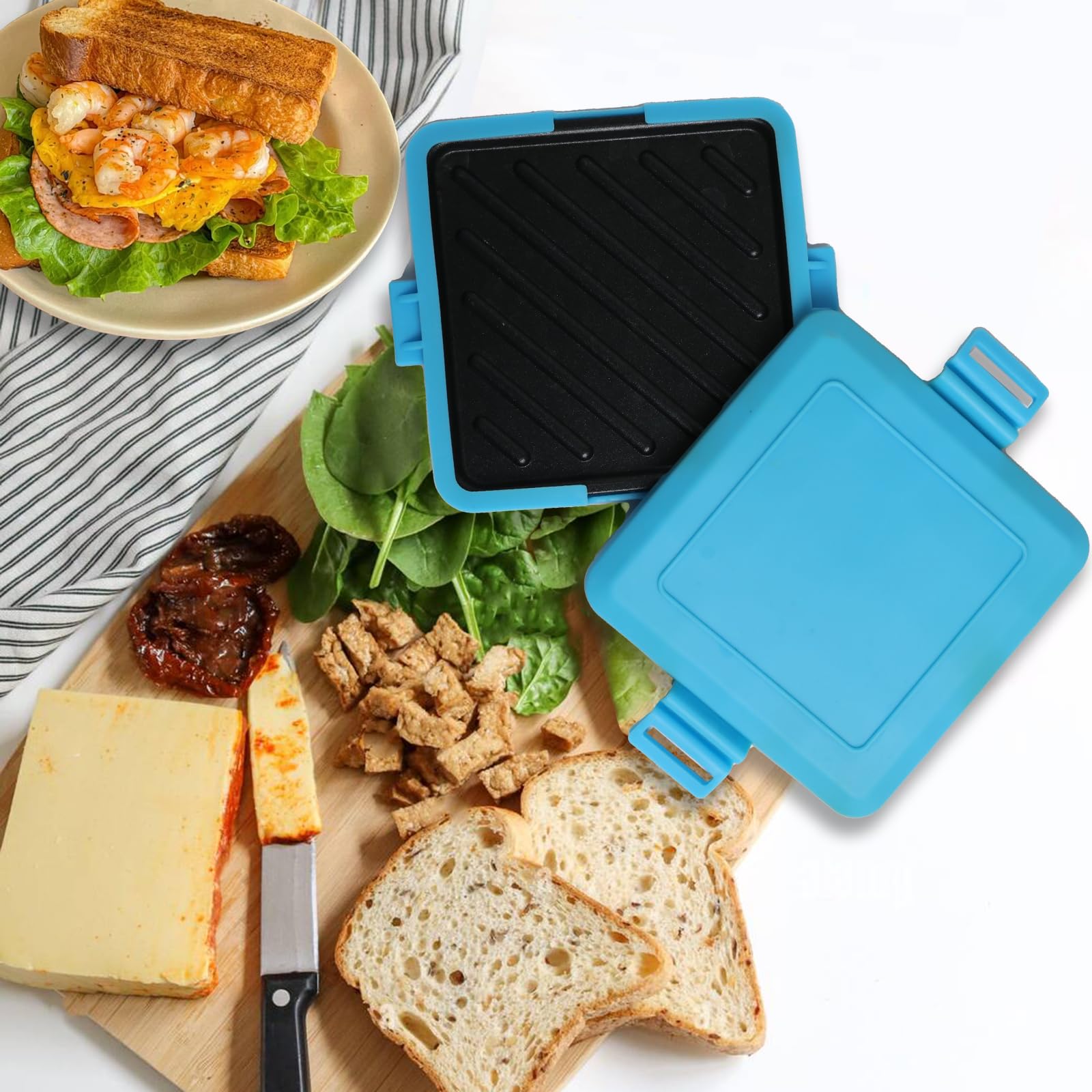 Microwave Toastie Maker - Adjustable Silicone Straps Sandwich Maker for Quick & Easy Grilled Cheese, Paninis - No Electricity Needed, Fast Cooking, Perfect for Office Lunch, Dorm Snacks & Family Breakfast (Blue)