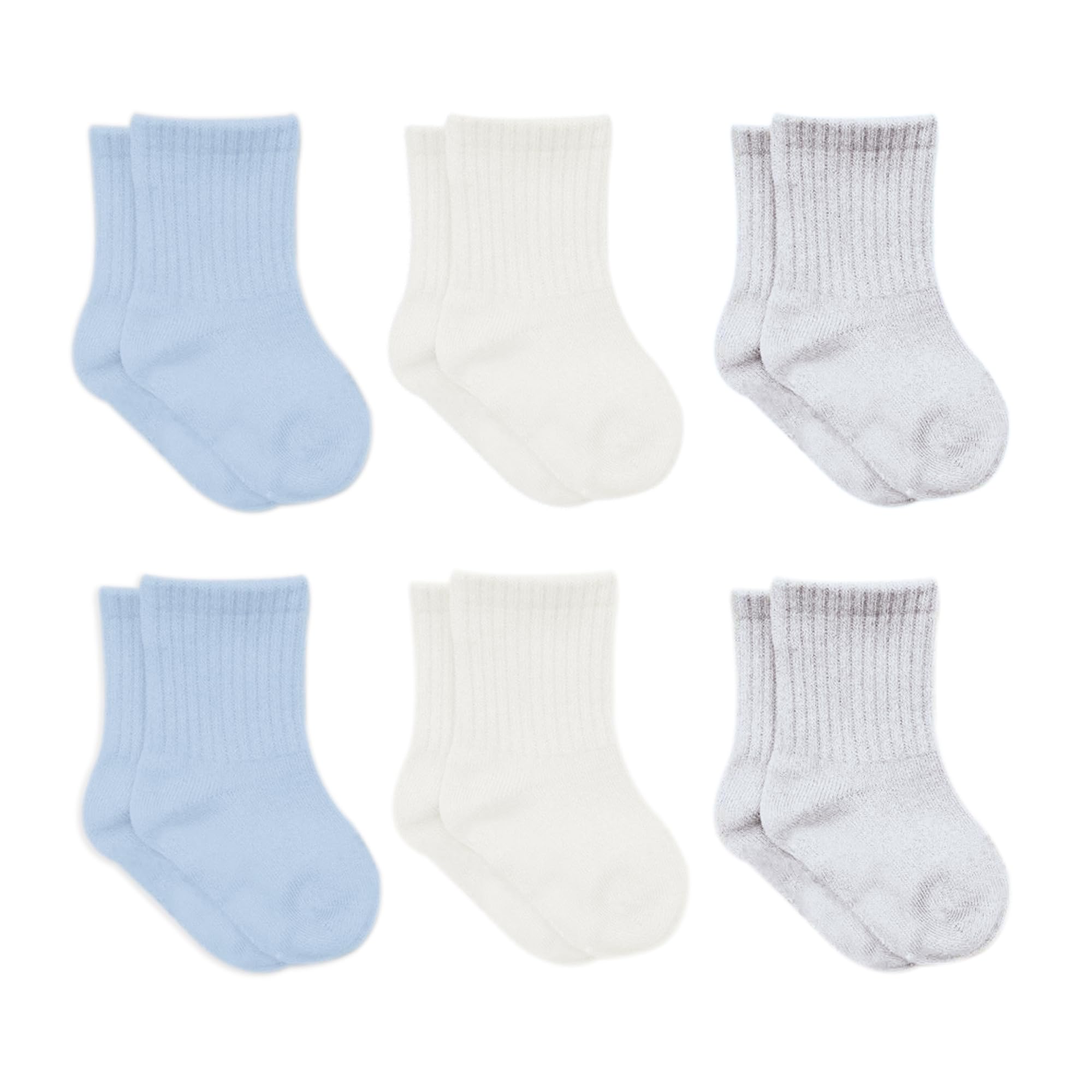 Bistyle Baby Grip Ankle Socks 6 Pairs - Soft Organic Cotton Non-Slip Socks for Newborns, Infants & Toddlers | Boys Girls Non-Slip Socks for Playtime, Crawling & First Steps