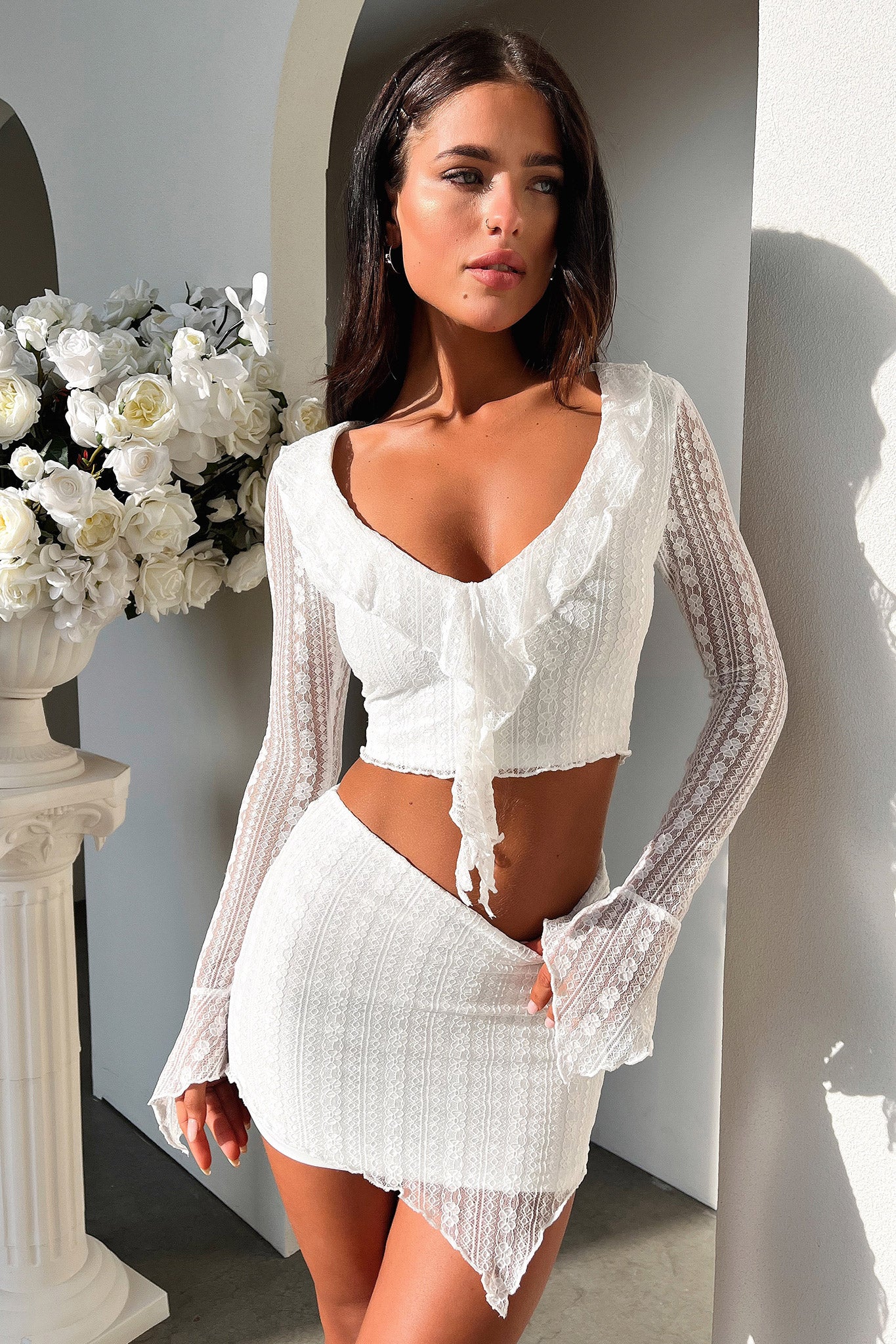 Aperol White Skirt for Women - Summer Casual Flowy Midi Skirt - Perfect for Beach, Vacation, and Outdoor Parties