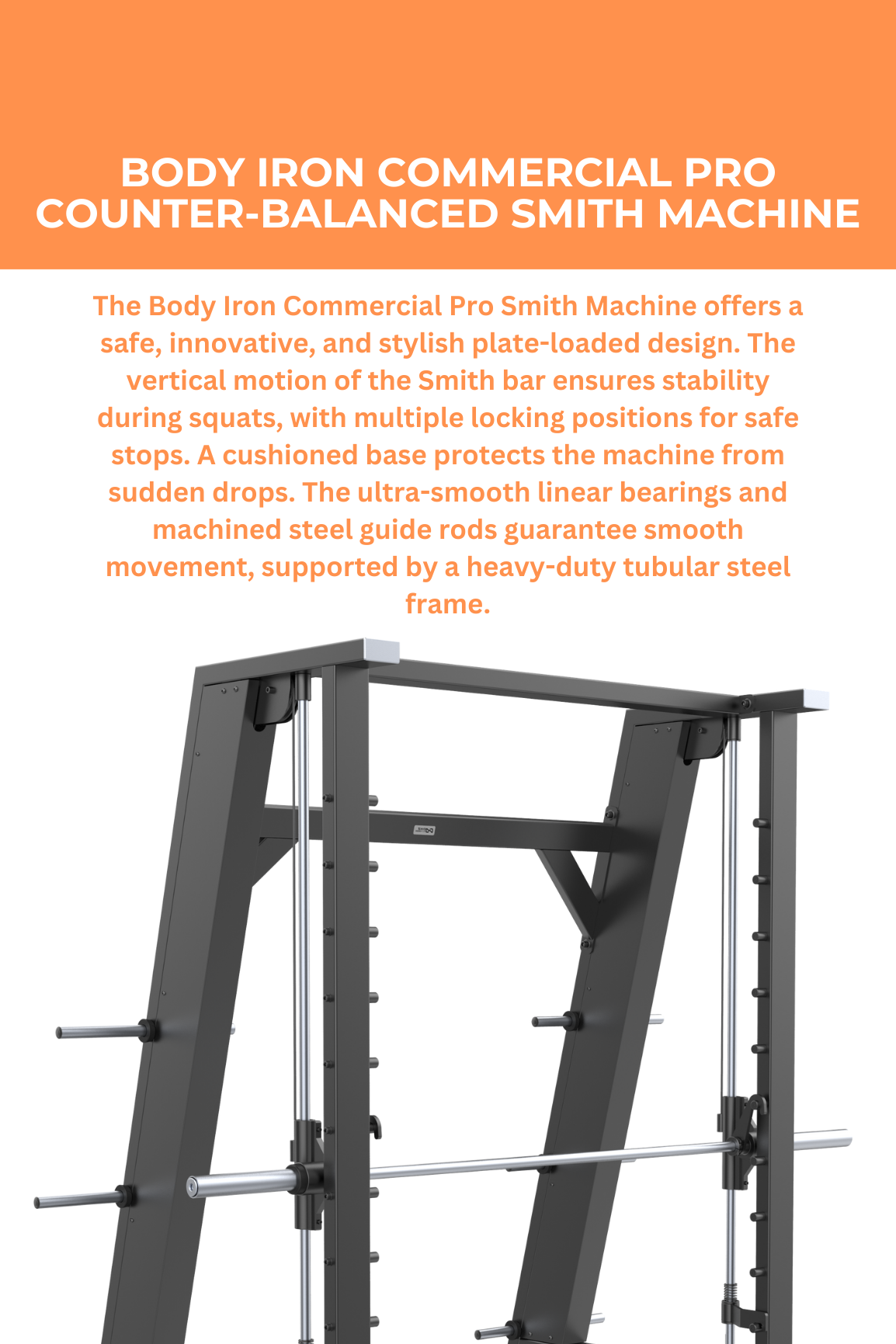 Body Iron Commercial Pro Counter Balanced Smith Machine - Heavy Duty Gym Equipment for Strength Training & Weightlifting | Perfect for Home & Commercial Gyms