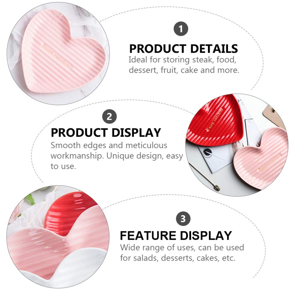 Heart-Shaped Ceramic Plate for Desserts & Steaks - Elegant Serving Dish