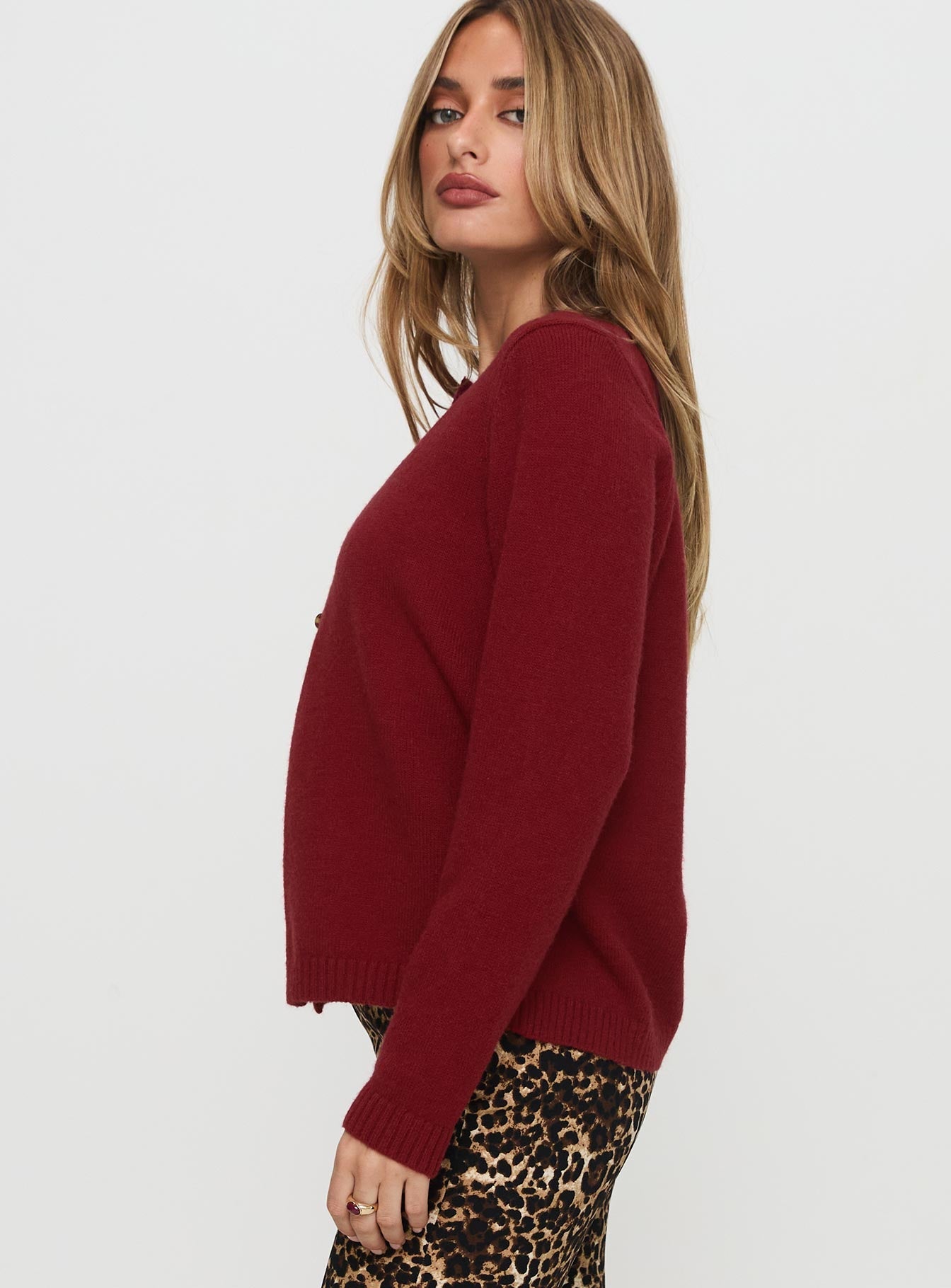 Arica Button Up Knit Cardigan for Women - Soft Red Long Sleeve Open Front Sweater | Perfect for Fall, Winter & Layering Outfits