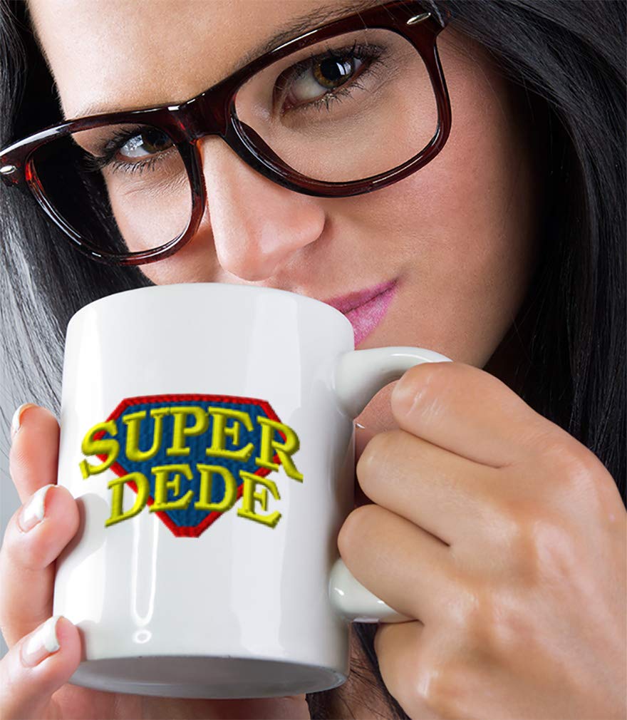 Funny Ceramic Coffee Mug - Super Dede (Grandpa) White Tea Cup 11oz | Gift for Coffee Lovers, Office & Home Use