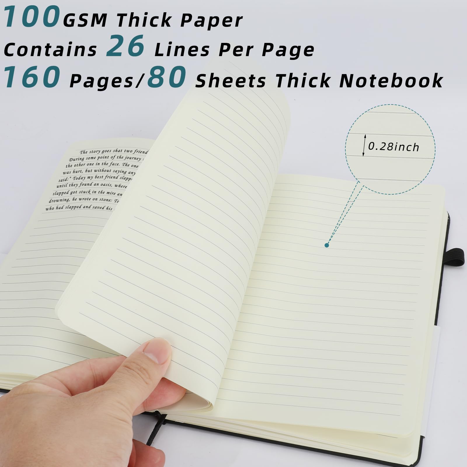 Coopay 24-Pack A5 Leather Journal Notebook Set with 24 White Pens - Classic Ruled Hardcover Writing Notebooks for Office, School & Business - Bulk Journals with Pen Holder (100GSM, 8.3”x5.5”, Black) - Perfect for Daily Journaling, Note Taking, Gift Giving & Creative Writing