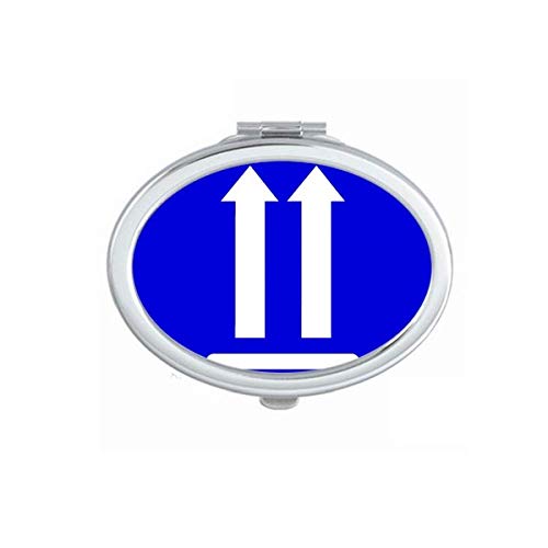 DIYthinker Upwards Blue Square Warning Mark Mirror - Portable Foldable Double-Sided Makeup Mirror with Stand for Travel, Home, and Salon Use