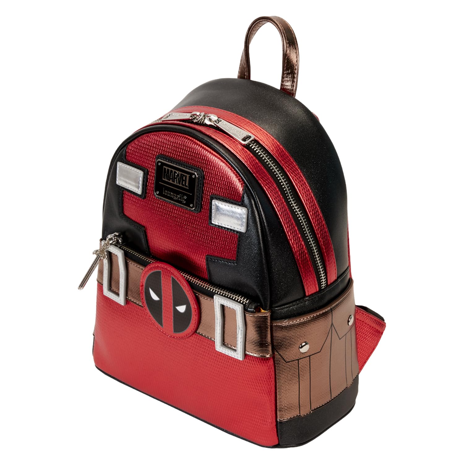 Loungefly Marvel Deadpool Metallic Cosplay Mini Backpack - Official Licensed Superhero Collectible for Comic Con & Halloween Costumes