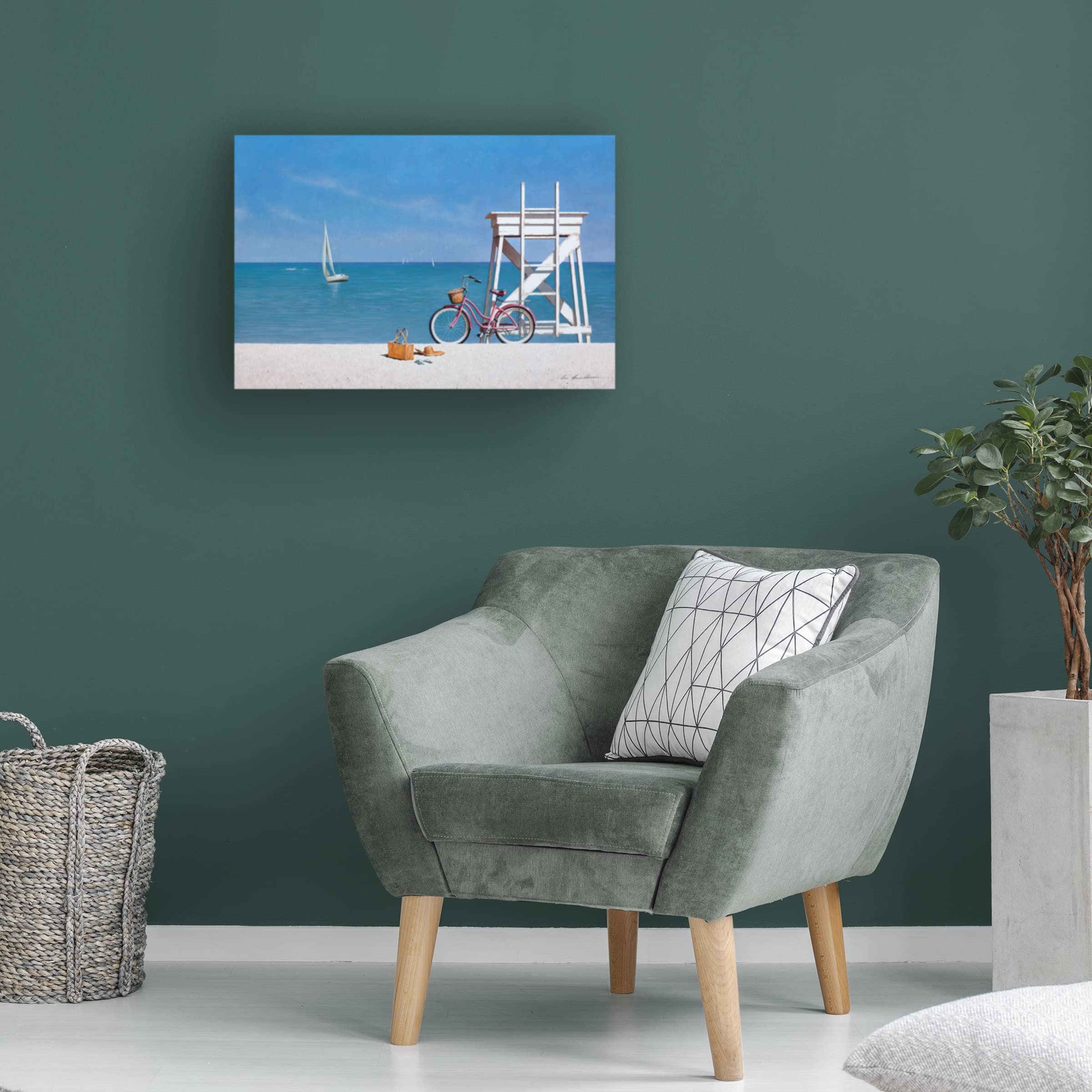 Trademark Fine Art 'Beach Bike 3' Canvas Wall Art Print by Zhen Huan Lu - Coastal Decor for Living Room, Bedroom & Office