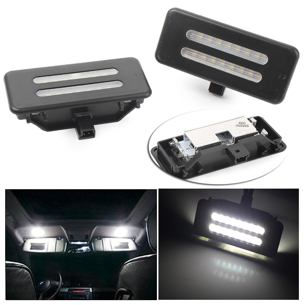 BMW E60 E61 E90 E91 E92 E70 Interior Car LED Vanity Mirror Lights - 18-LED White Sun Visor Lamps Replacement (2PCS) - Perfect for Night Driving & Makeup Application