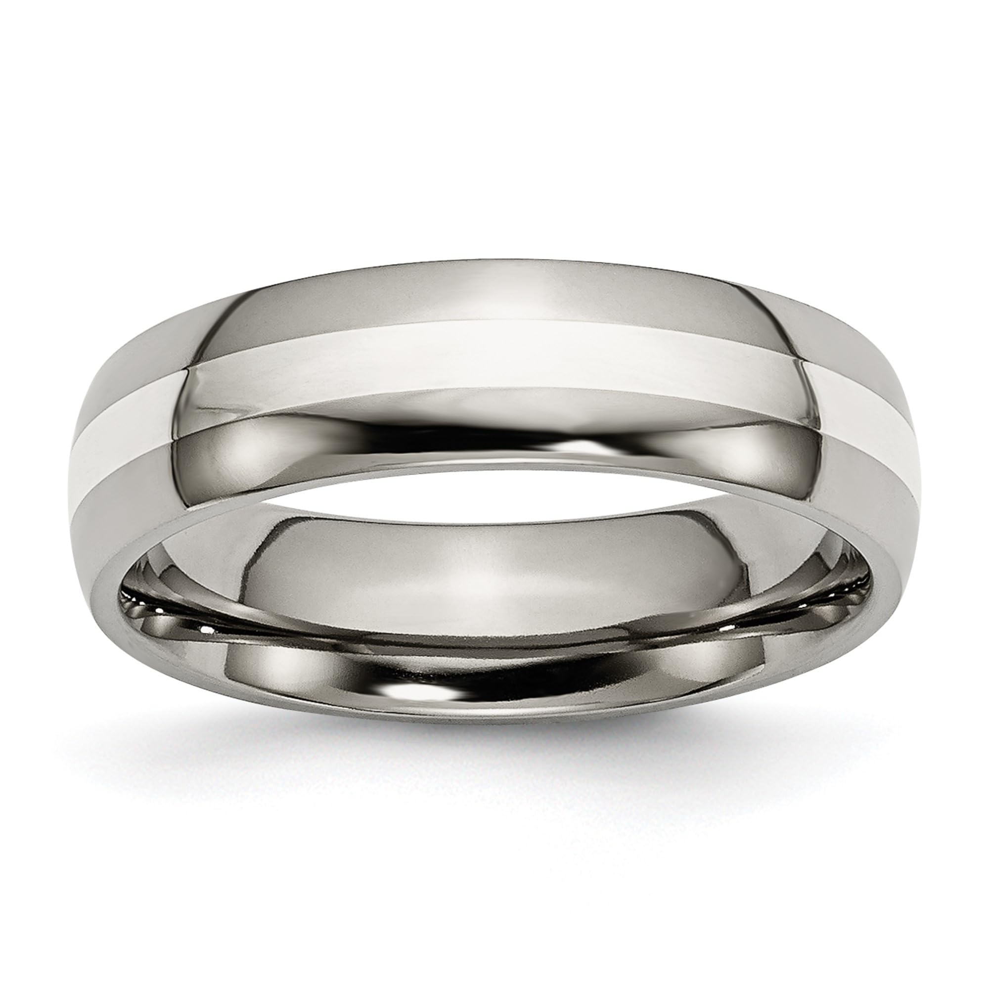 IceCarats 6mm Titanium & 925 Sterling Silver Wedding Band Ring for Men & Women - Perfect for Engagement, Anniversary, and Everyday Wear