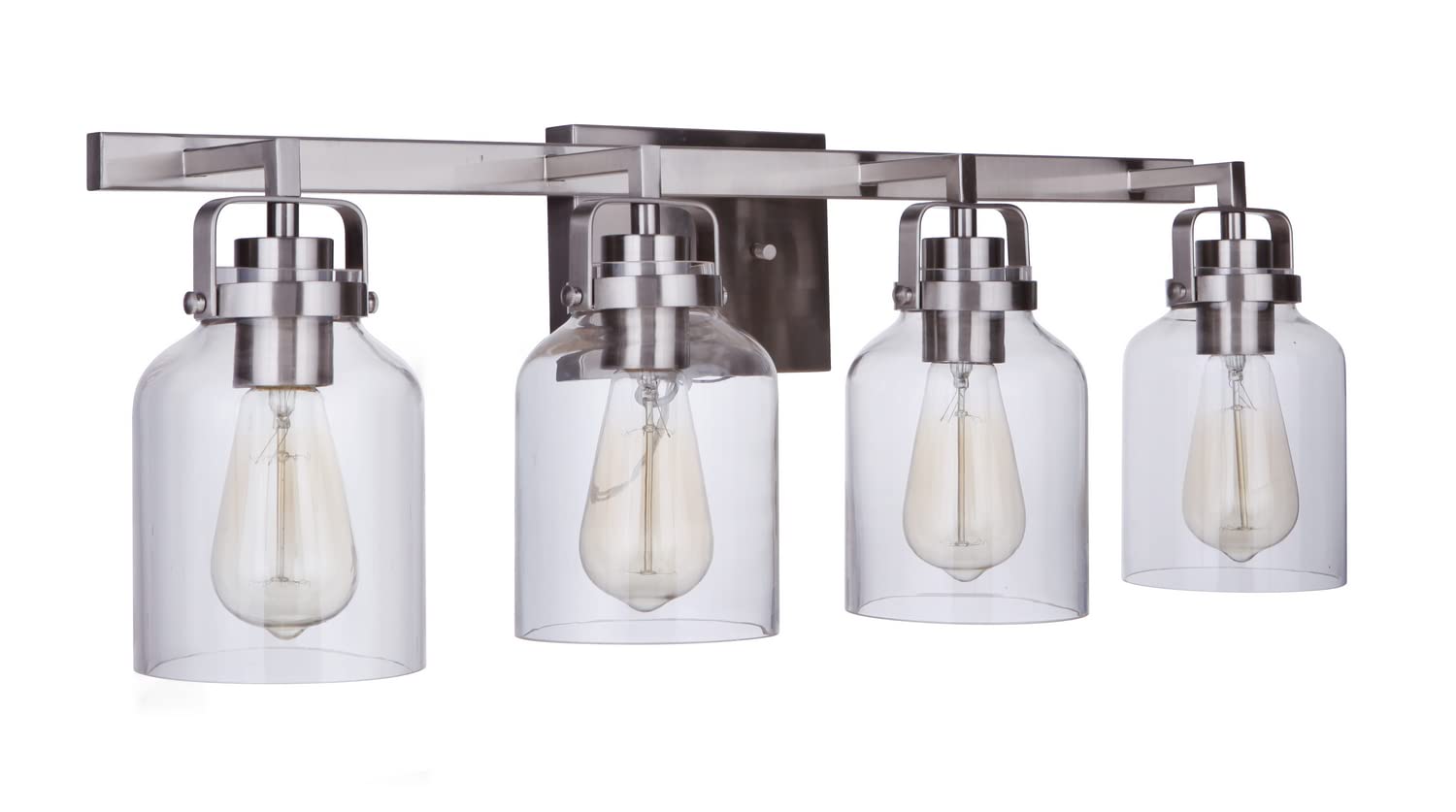 Craftmade 53604-BNK Foxwood Industrial Bathroom Vanity Light Fixture - 4-Light Brushed Nickel, 240W, 10