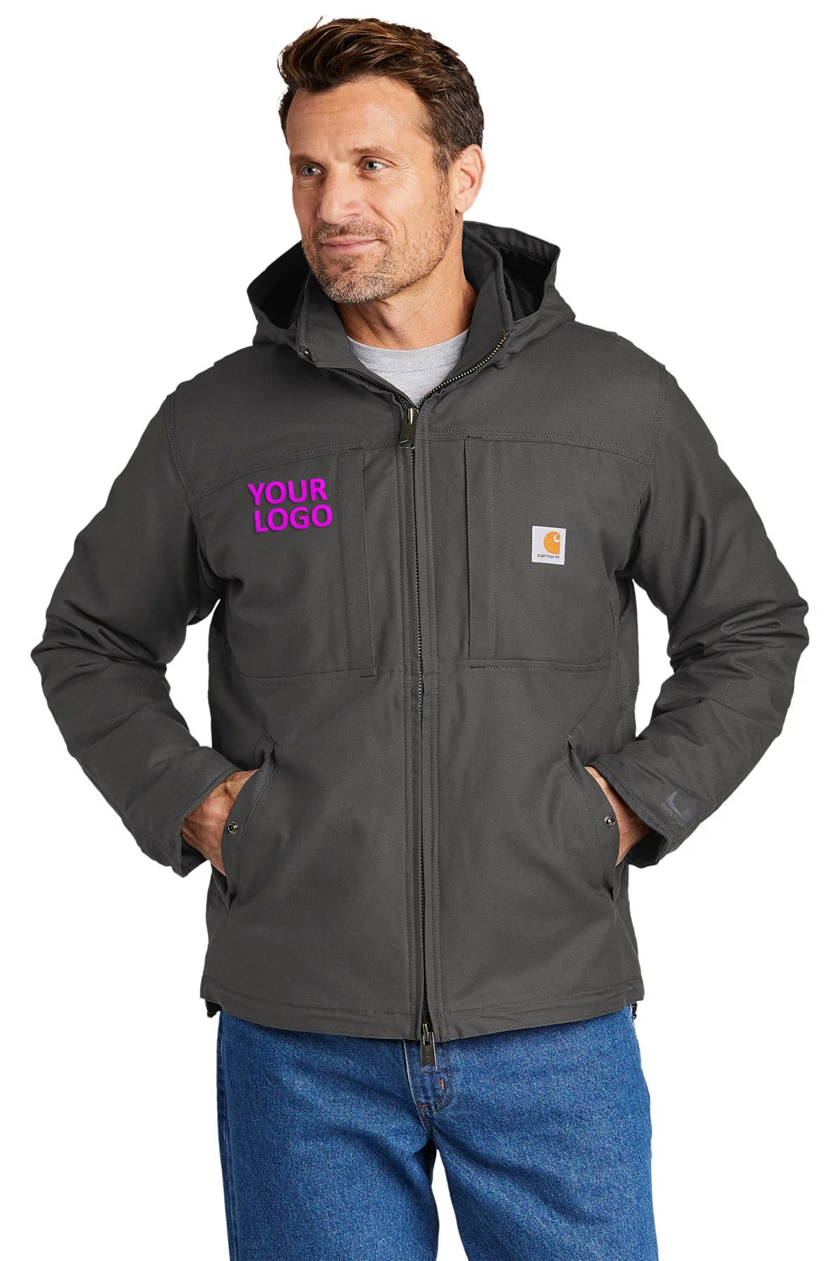 Carhartt Full Swing Cryder Jacket for Men - Water-Resistant Work Jacket with Branded Logo, Shadow Grey - Ideal for Construction, Outdoor Work & Heavy-Duty Activities