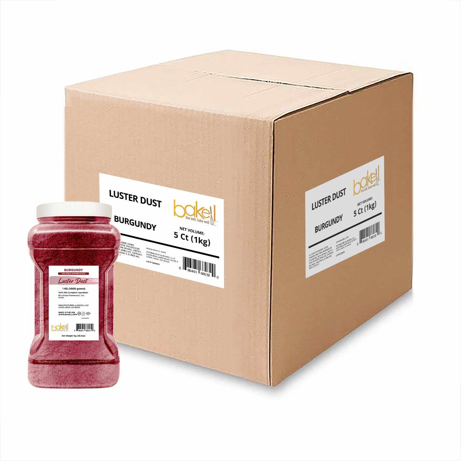Premium Burgundy Luster Dust for Cake Decorating - Food Safe, EU Compliant Edible Glitter - Perfect for Wedding Cakes, Cupcakes & Dessert Decoration