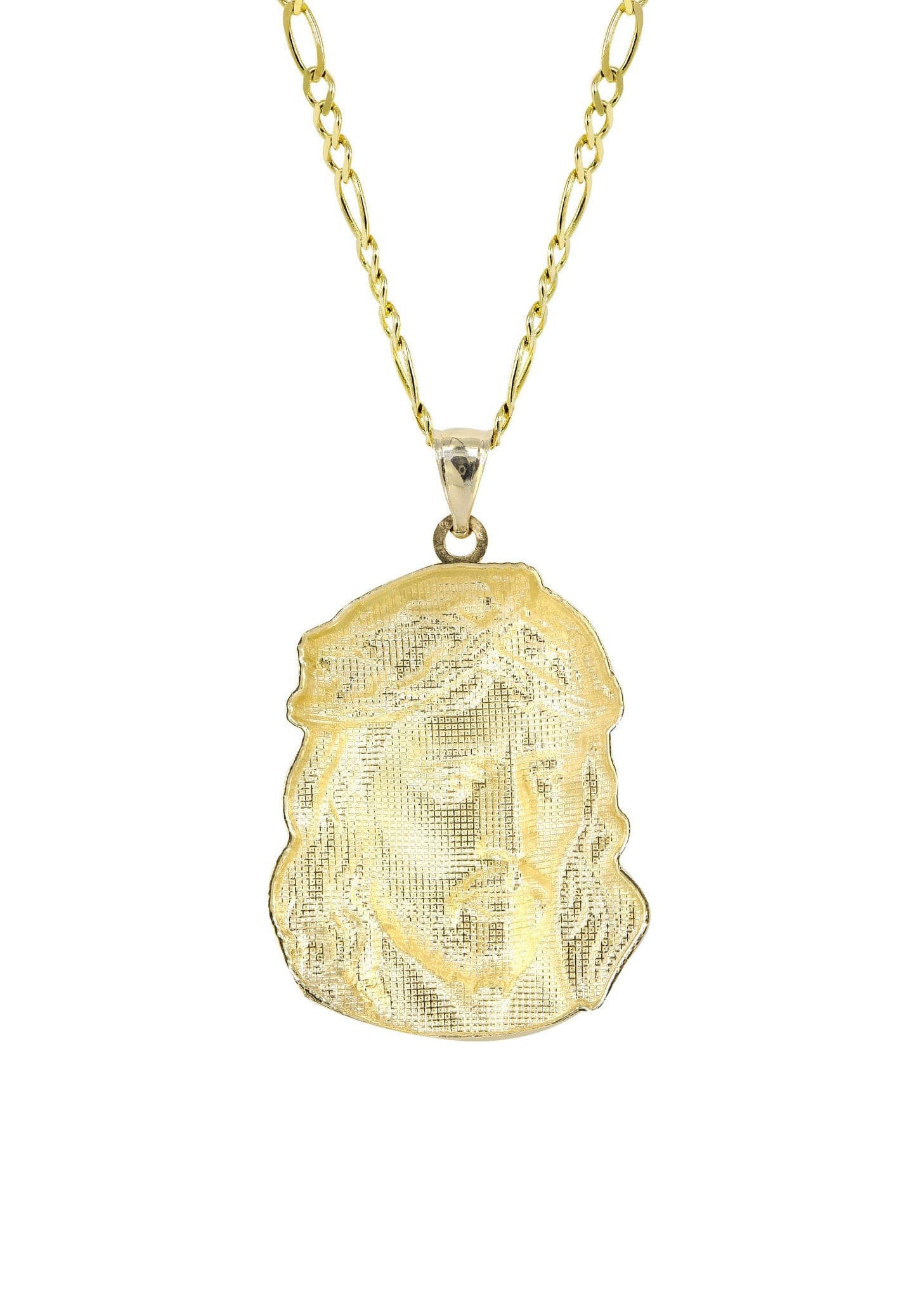 10K Yellow Gold Figaro Jesus Piece Chain for Men - 9.6 Grams Religious Jewelry - Perfect for Church, Gifts & Hip-Hop Fashion Accessories
