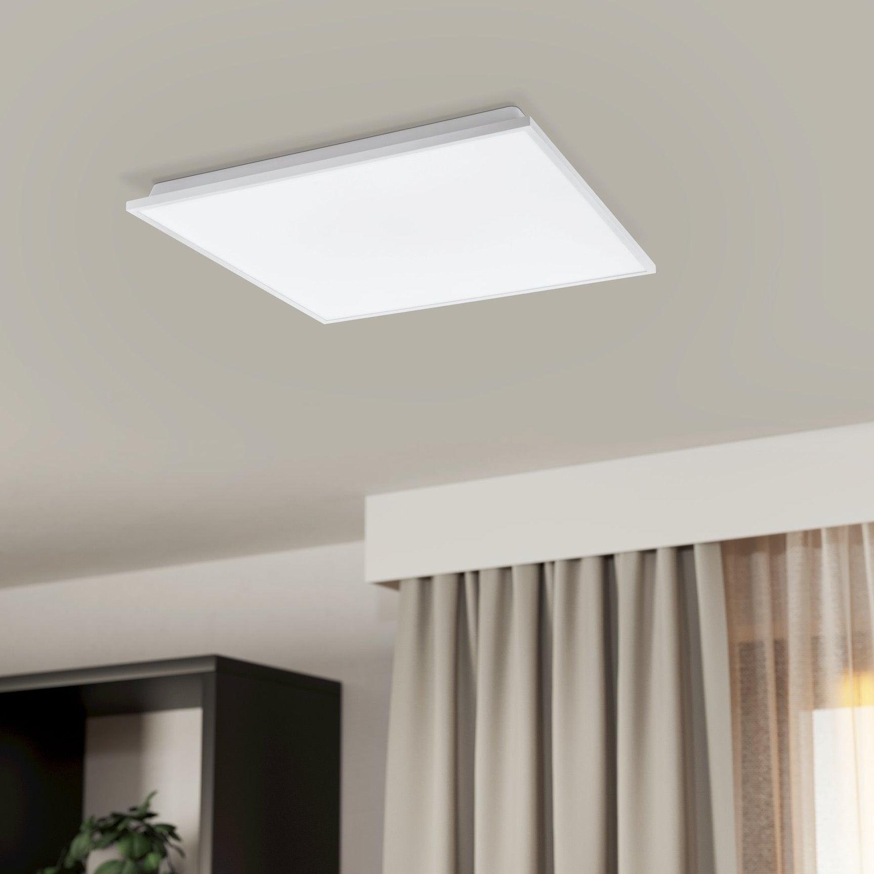 Eglo Connect Herrora Z Smart White LED Panel Flush Ceiling Light 45cm - Dimmable Modern Lighting for Bedroom, Kitchen & Office