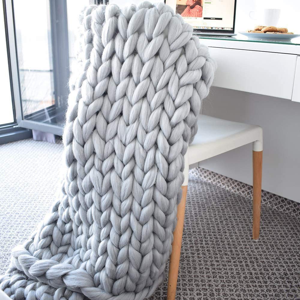 Chunky Knitted Blanket - Giant Yarn Cable Knit Throw | Soft Weighted Blanket for Couch, Bed & Nursery | Oversized Cozy Blanket for Adults, Pets & Babies | Perfect Gift Idea (Red, 47x71 inches) - Ideal for Lounging, Napping & Home Decor