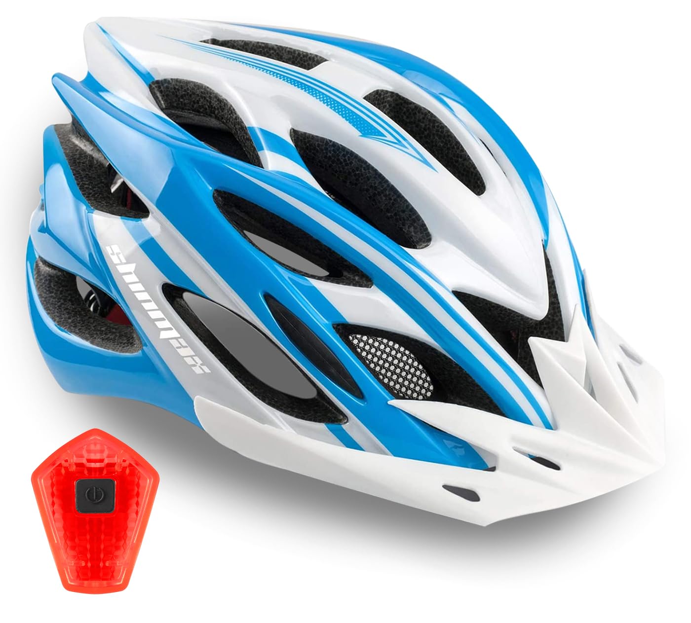 Shinmax Adjustable Bike Helmet for Men & Women - Lightweight Mountain & Road Cycling Helmet with Rear Light & Detachable Visor - CPSC Certified for Adults & Youth - Perfect for Commuting, Trail Riding & Urban Cycling