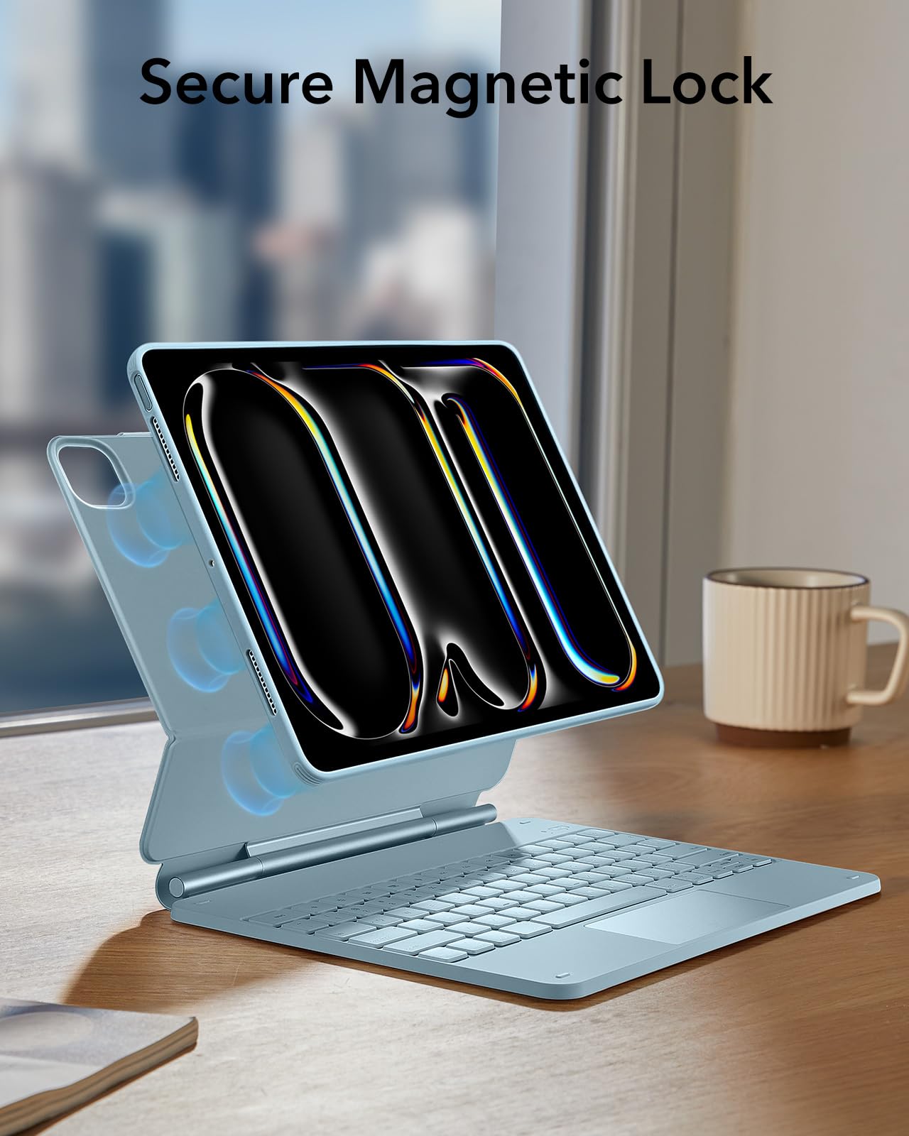ESR iPad Pro 13 Inch Keyboard Case (M4, 2024) - Magnetic Stand with Easy-Set Portrait & Raised Modes | Rebound 360 Series | Removable Protective Cover | Blue | Perfect for Work, Study & Travel