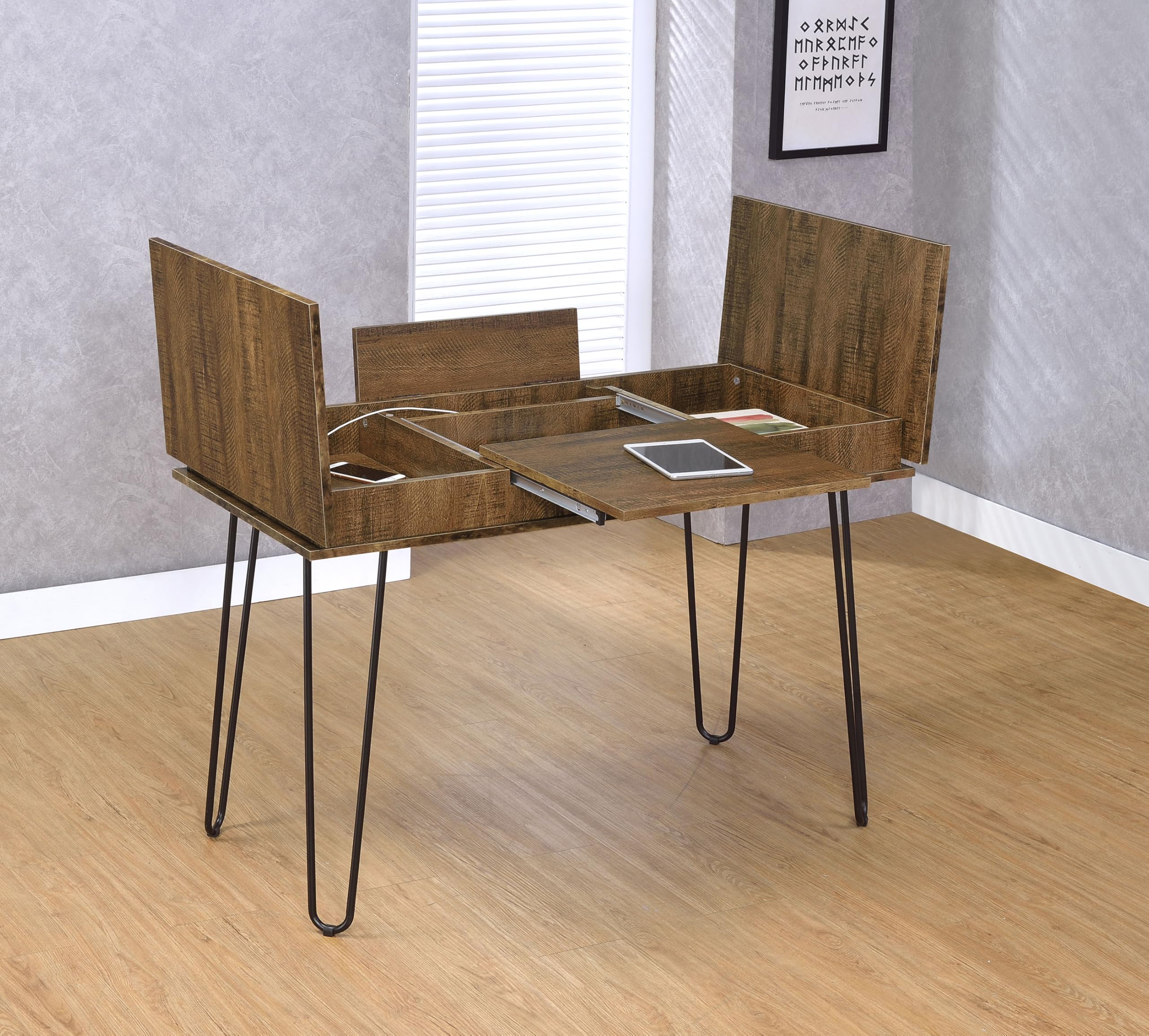 Coaster Furniture Sheeran 4-Drawer Writing Desk with Hidden Storage - Rustic Amber Finish - 47.25