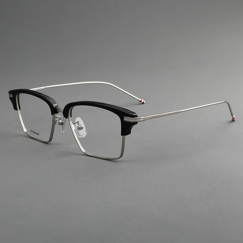 Stylish Black Unisex Full Rim Big Square Acetate & Titanium Eyeglasses 55422 - Perfect for Work, Reading, and Fashion Accessories