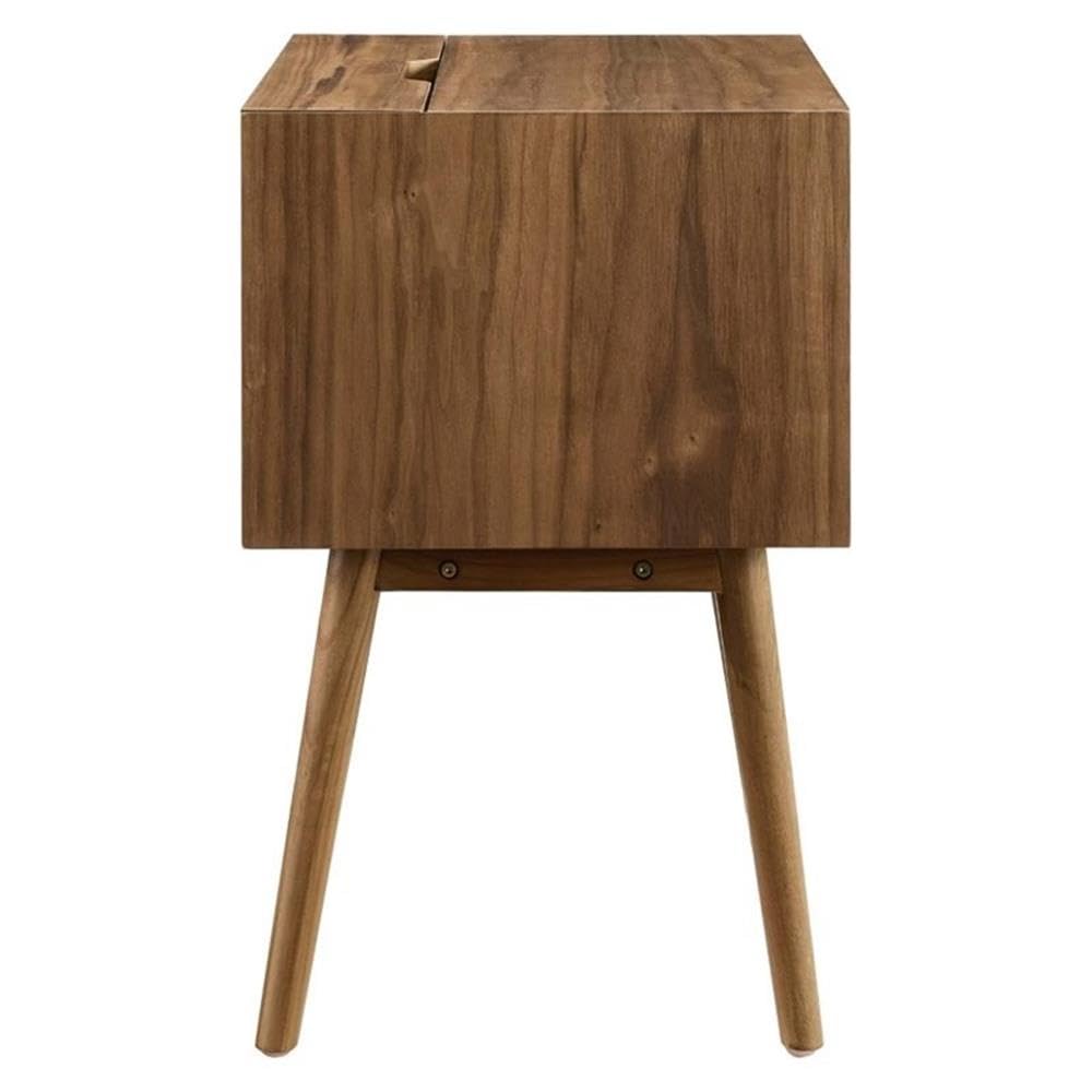 Modern Walnut Wood Nightstand with USB Ports - Stylish Bedside Table for Bedroom, Living Room & Office Storage