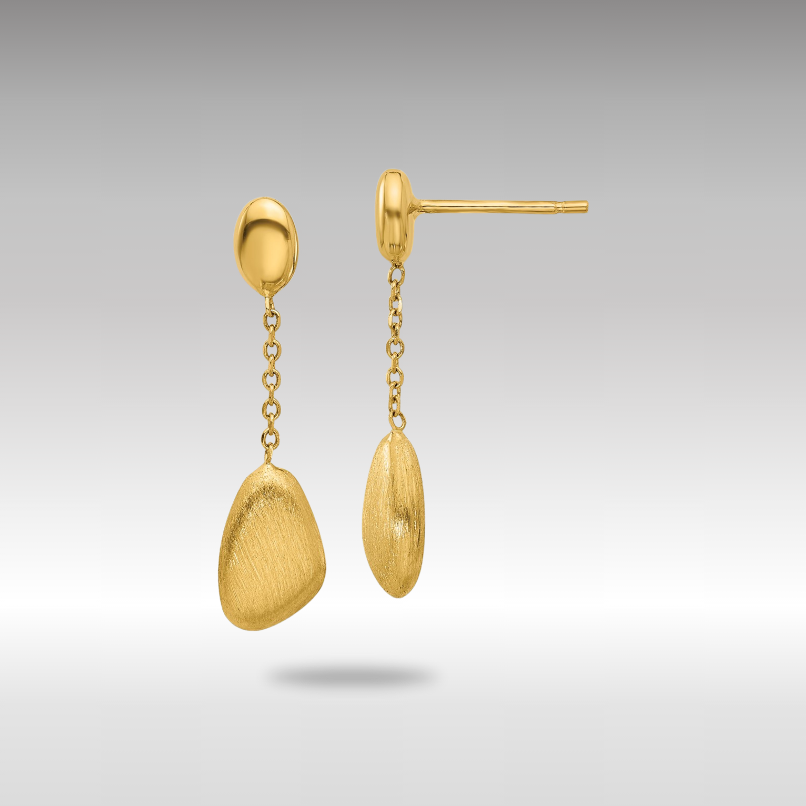 Gold Brushed and Polished Dangle Post Earrings LE2628 - Elegant Women's Fashion Jewelry for Parties, Weddings & Special Occasions