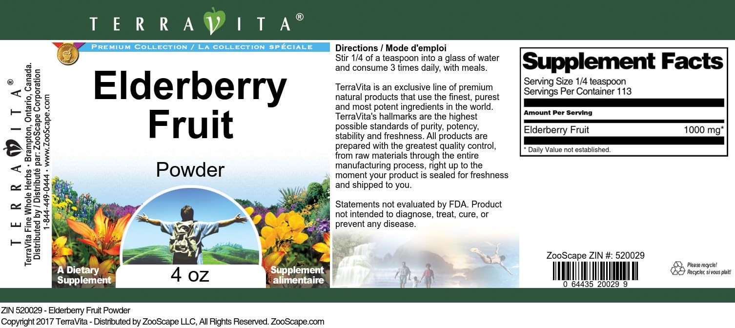 Organic Elderberry Powder 4oz (2-Pack) - Immune Support, Antioxidant Rich, Non-GMO - Perfect for Smoothies, Teas & Baking