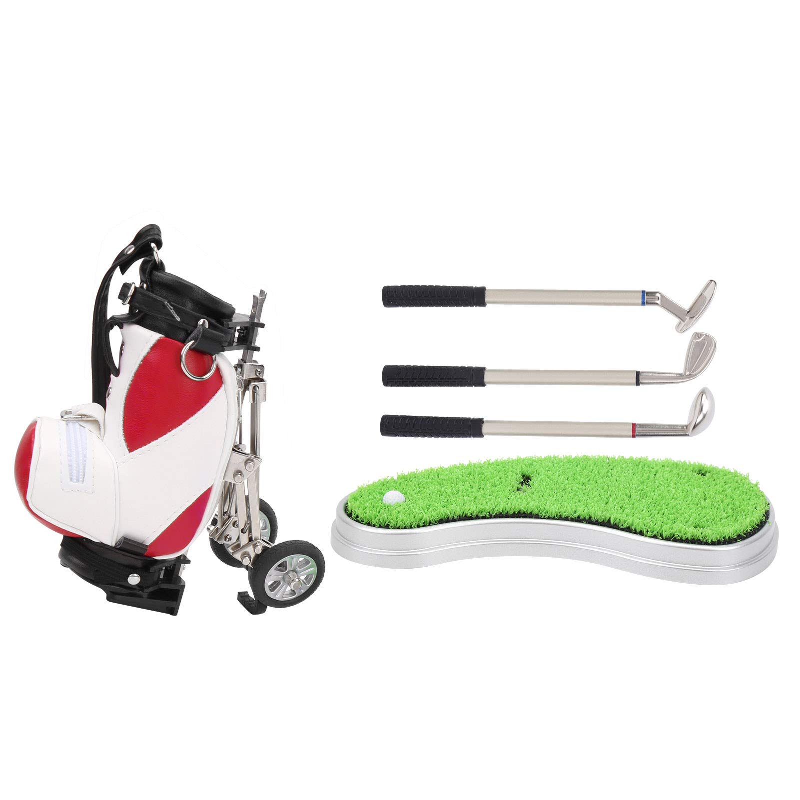VGEBY Desktop Golf Bag Pen Holder Set - 3 Ballpoint Pens & Mini Golf Bag with Alloy Base - Perfect for Office, Home, or Golf Enthusiast Gifts
