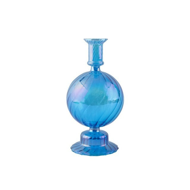 Elegant Sky Blue Glass Candle Holder for Home Decor - Perfect for Weddings, Parties & Romantic Dinners
