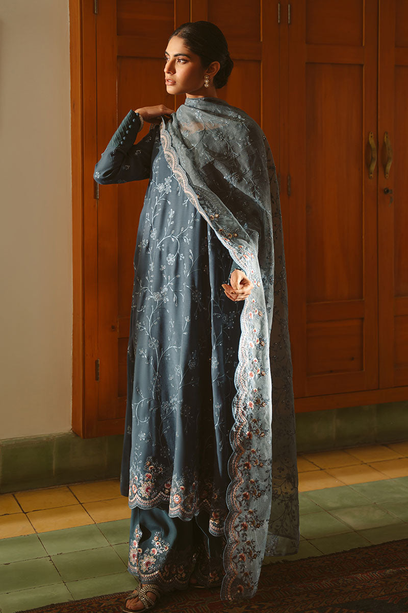 Majestic Teal 3-Piece Embroidered Silk Suit for Women | Luxury Formal Wear for Weddings, Parties & Special Occasions | Elegant Evening Outfits