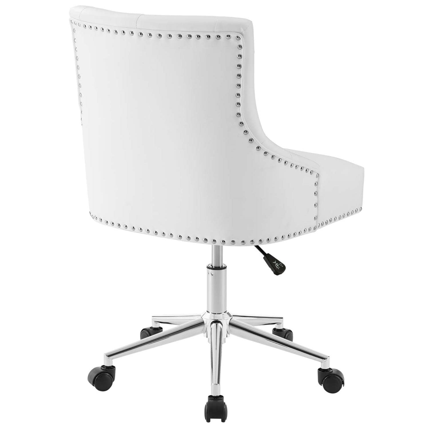 Modway Regent Tufted Button Faux Leather Swivel Office Chair with Nailhead Trim - White Ergonomic Desk Chair for Home Office, Gaming & Conference Room