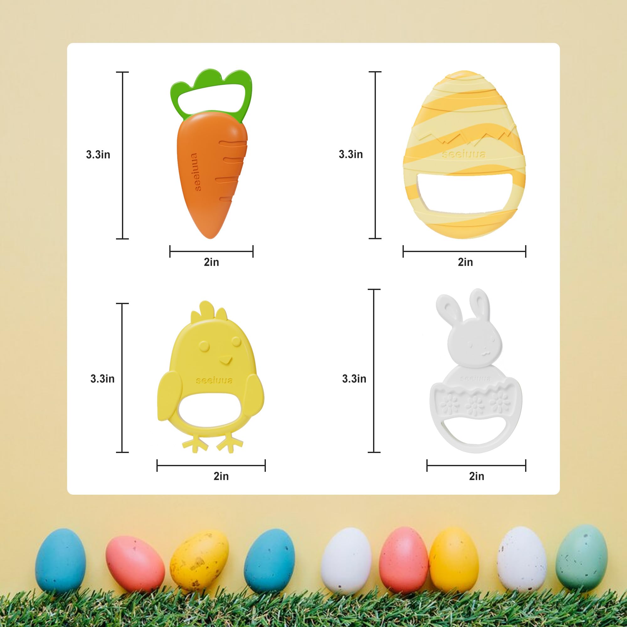**Best Easter Teething Toys for Babies & Toddlers - Soft Silicone Chew Toy for Teething Relief - First Easter Gift for Baby Basket Stuffers - Perfect for Easter Egg Hunts & Baby Showers**