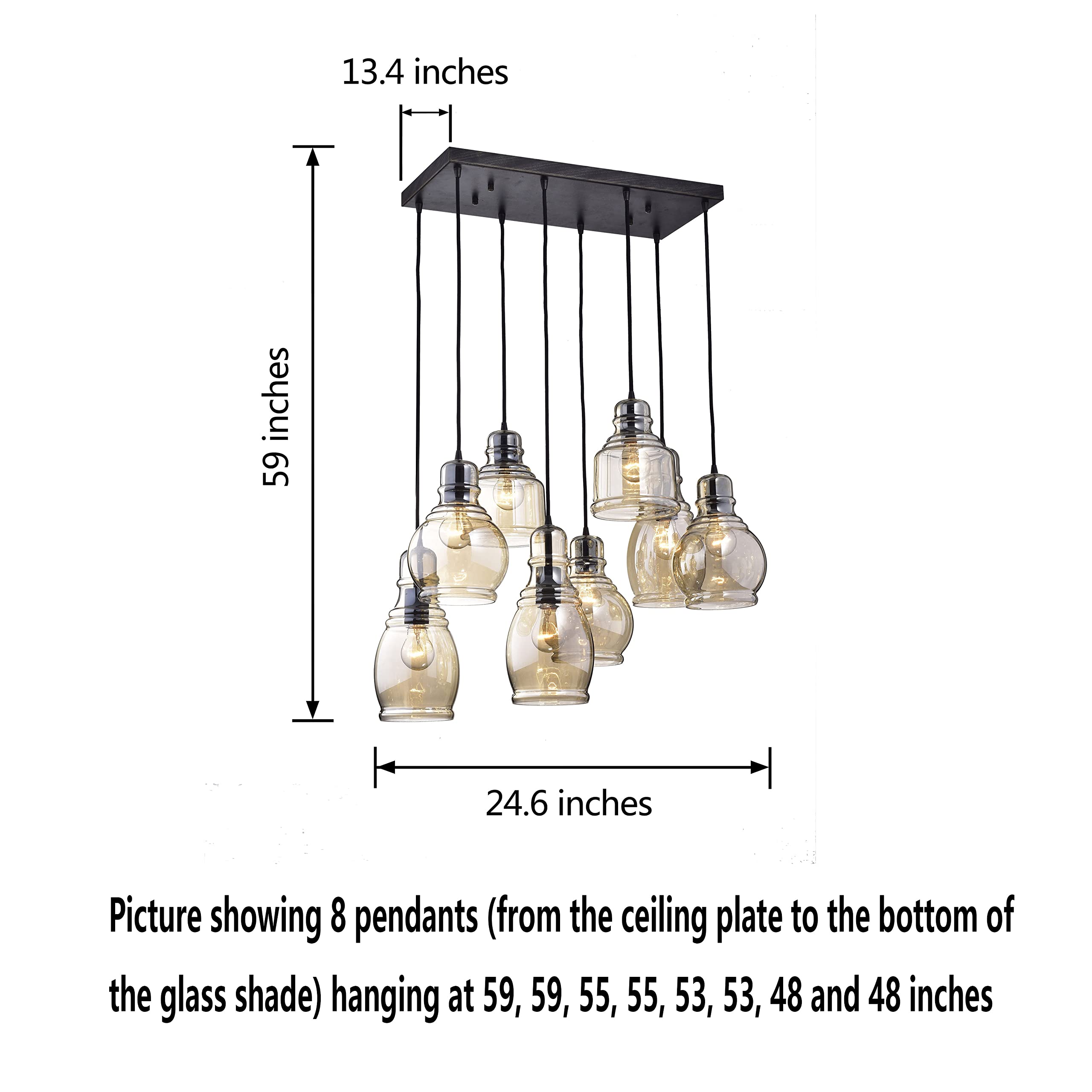 Strick & Bolton Yinka Vintage Glass Pendant Light - Elegant Antique Hanging Fixture for Dining Room, Kitchen Island & Bedroom Lighting