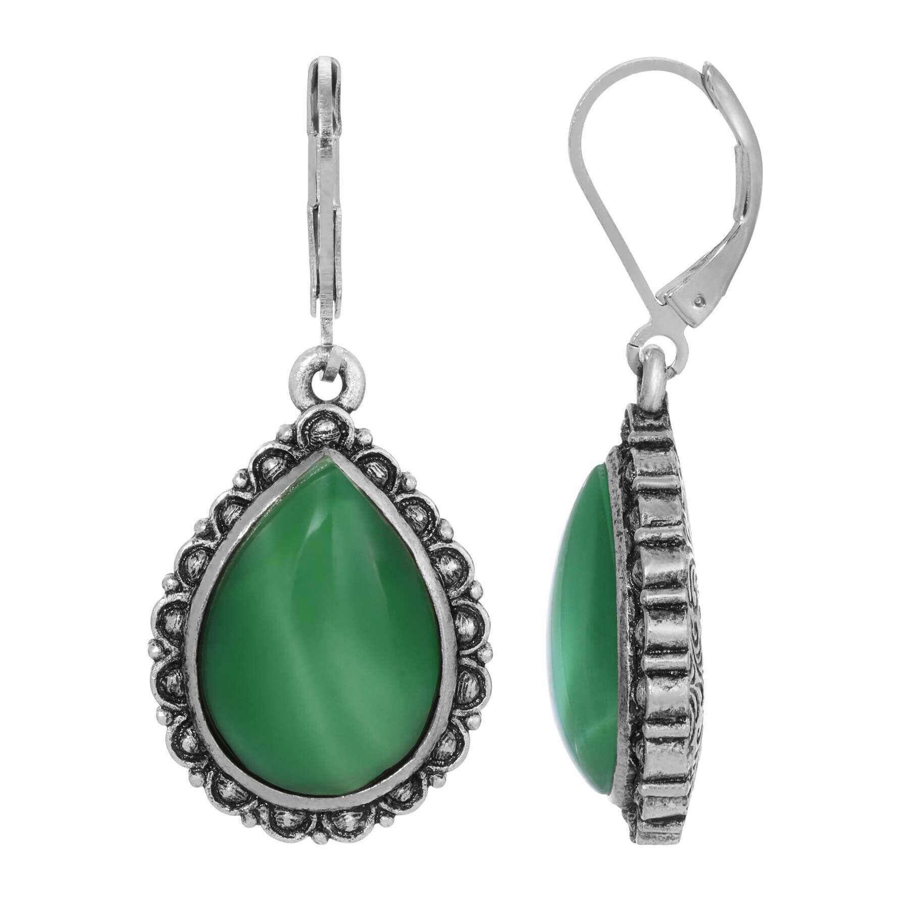 Vintage 1928 Jewelry Antique Teardrop Stone Drop Earrings for Women - Elegant Dangle Earrings for Party, Wedding & Special Occasions